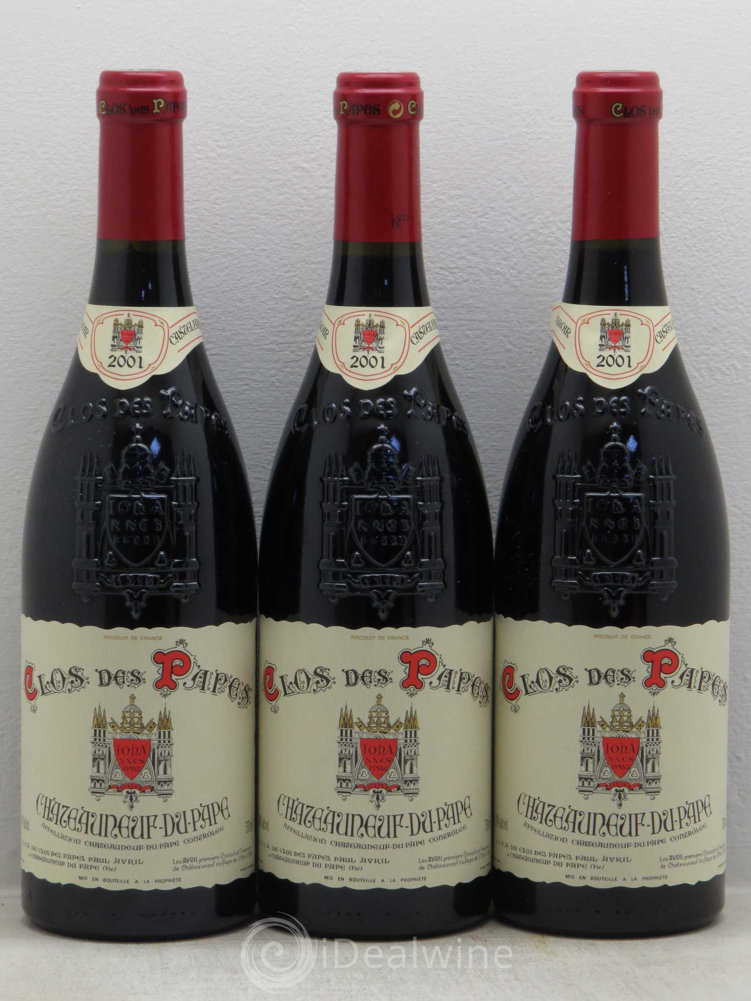 Châteauneuf-du-Pape Clos des Papes - Paul Avril 2001 - Lot de 3 bouteilles - 0
