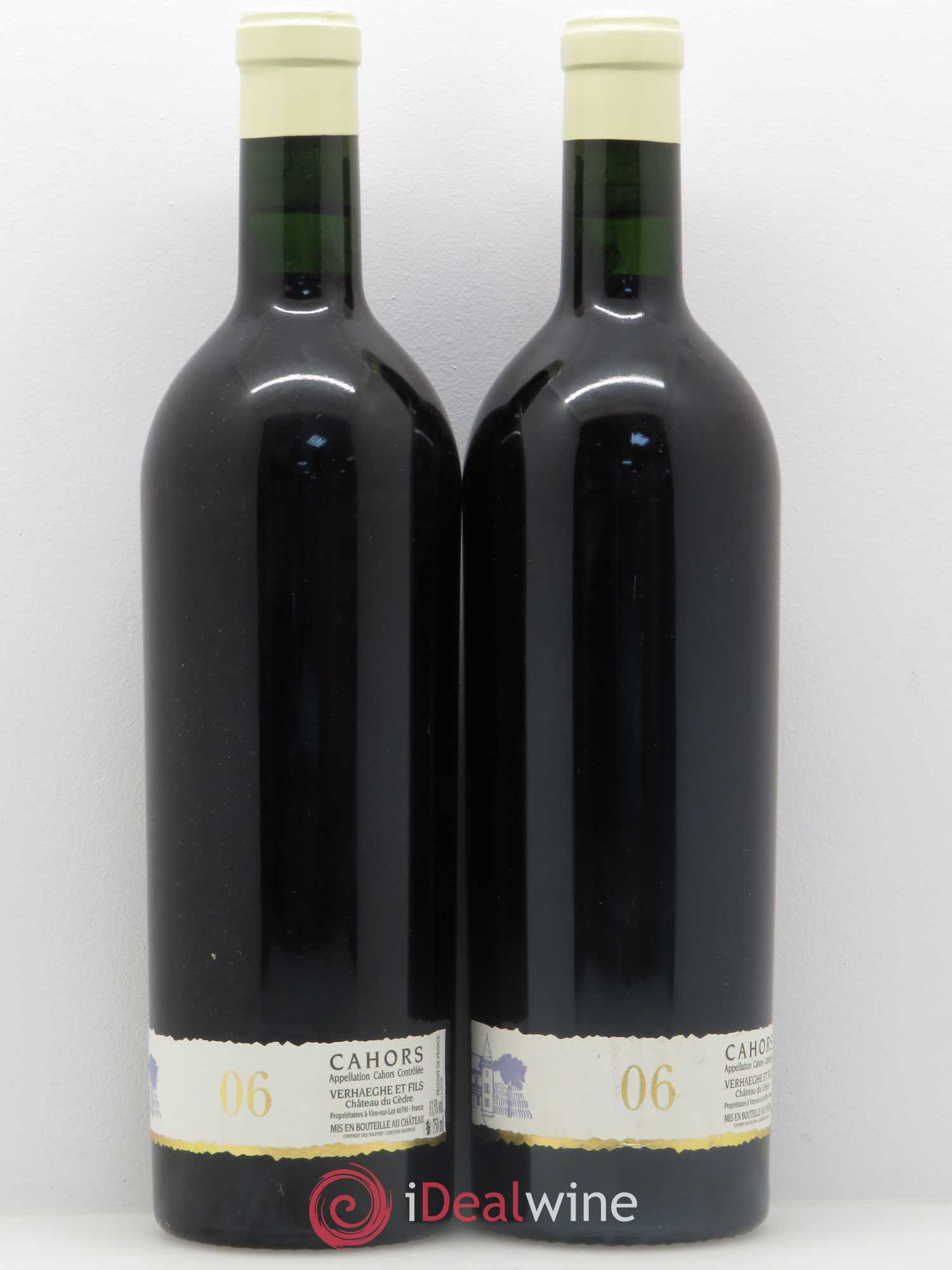 Cahors Château du Cèdre GC Pascal et Jean-Marc Verhaeghe 2006 - Lot de 2 bouteilles - 1