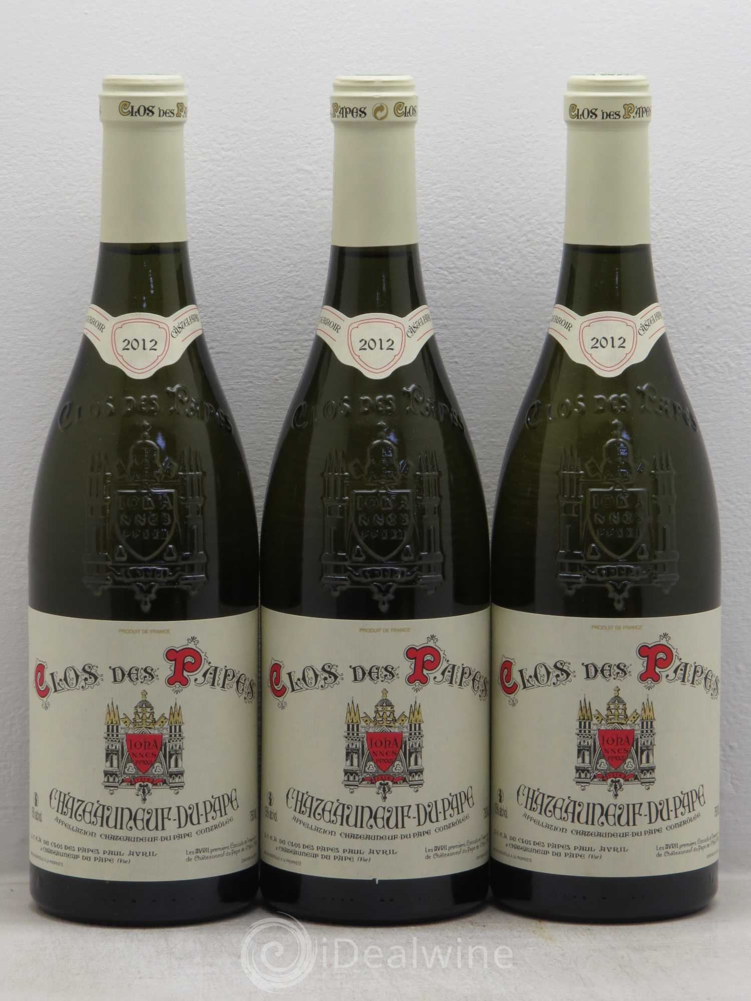 Châteauneuf-du-Pape Clos des Papes - Paul Avril 2012 - Lot de 3 bouteilles - 0