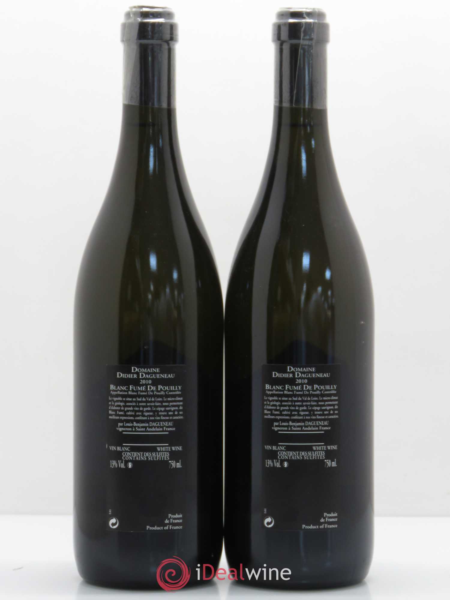Vin de France (anciennement Pouilly-Fumé) Silex Dagueneau (Domaine Didier - Louis-Benjamin) 2010 - Lot de 2 bouteilles - 1