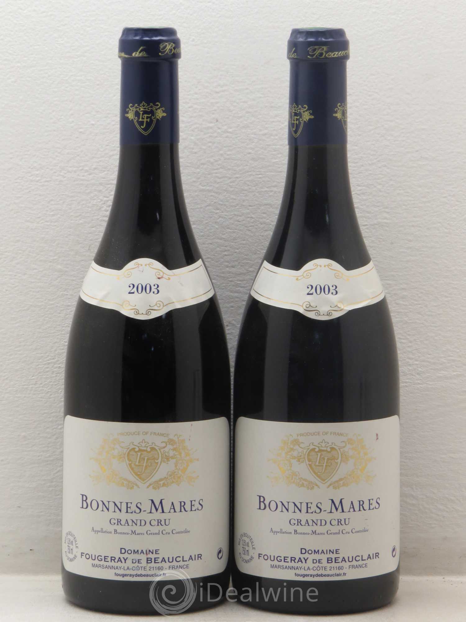 Bonnes-Mares Grand Cru Fougeray De Beauclair 2003 - Posten von 2 Flaschen - 0