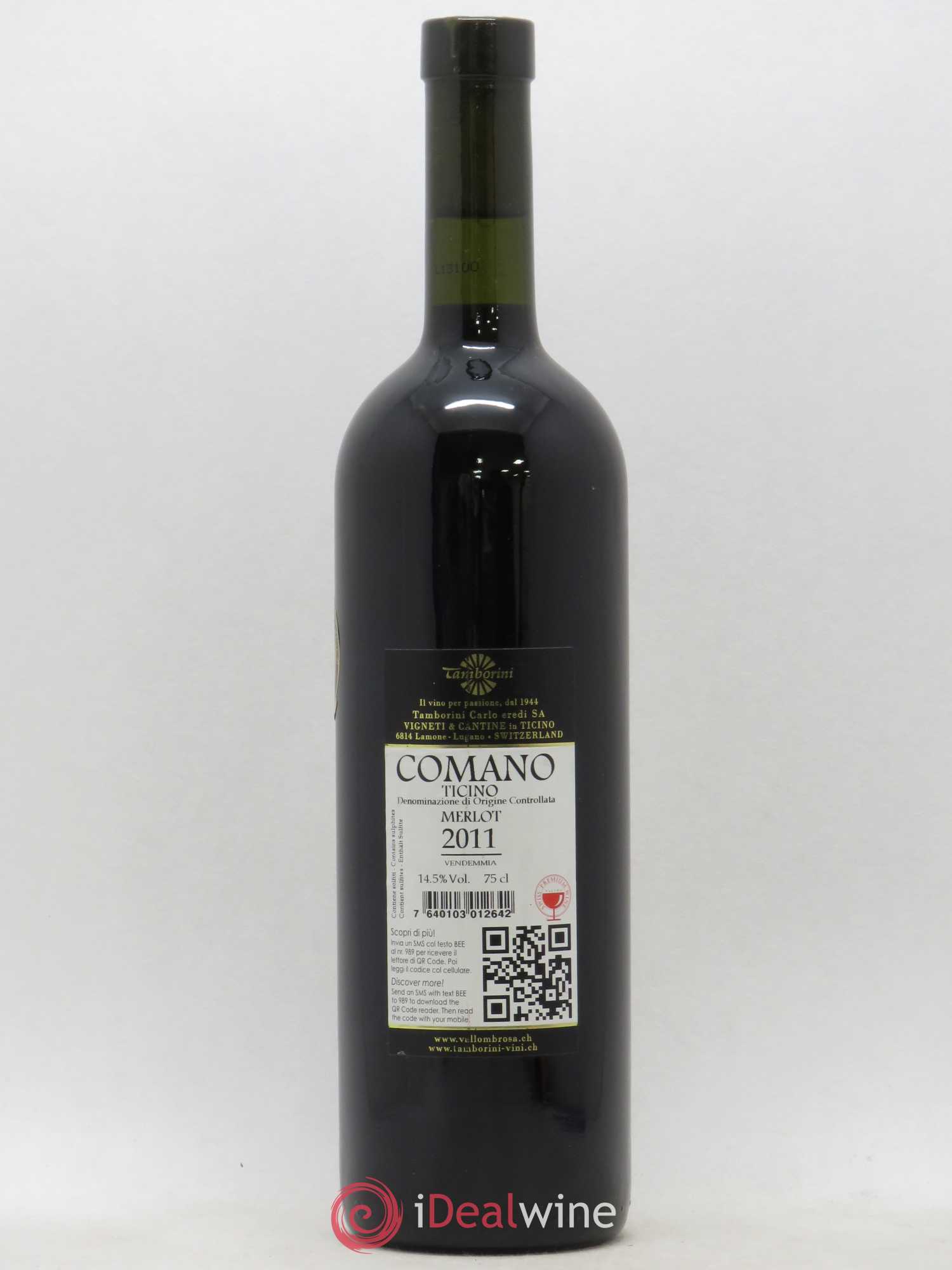 Vins Etrangers Suisse Ticino DOC Comano Merlot Carlo Tamborini (sans prix de réserve) 2011 - Posten von 1 Flasche - 1