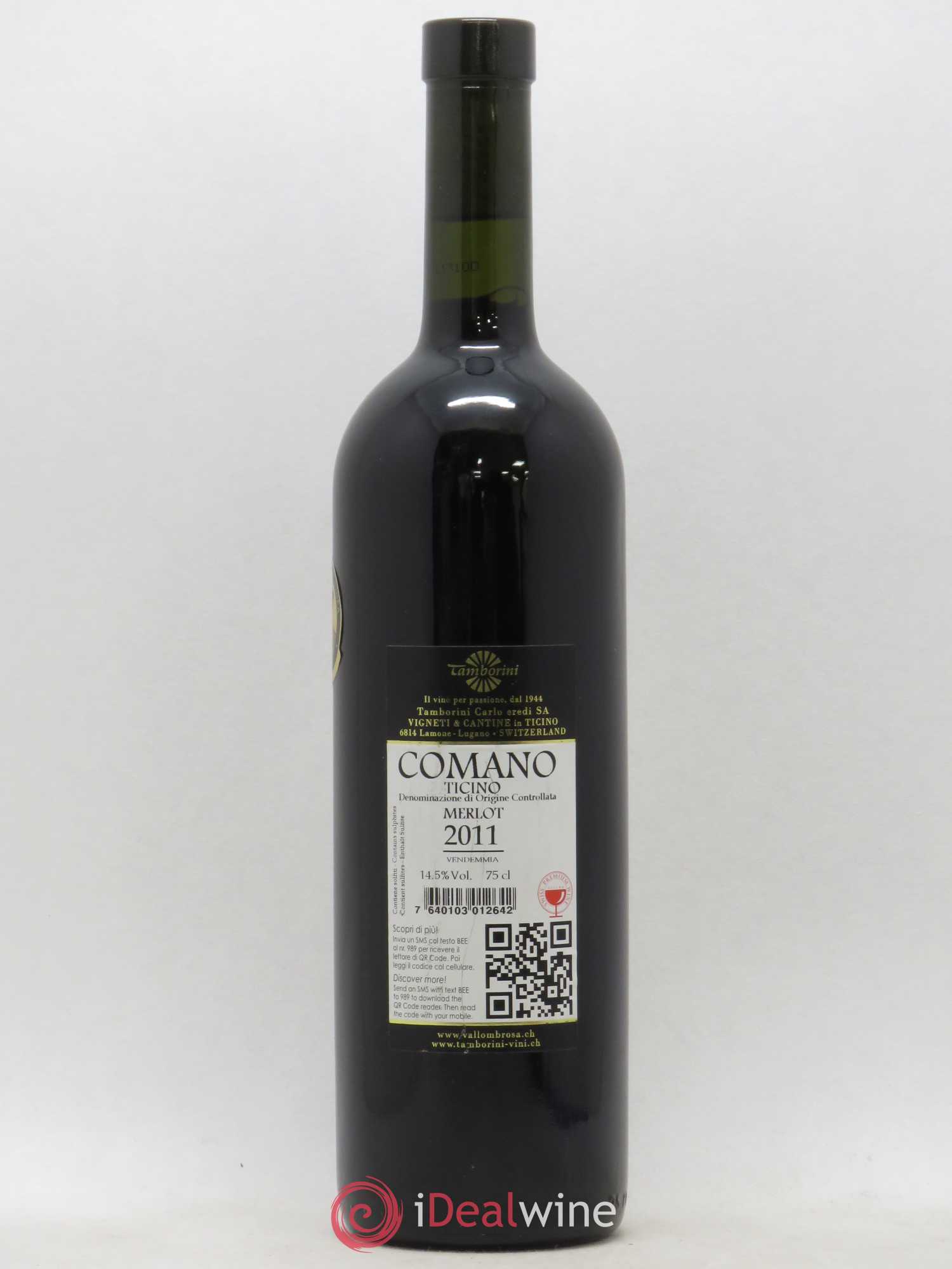 Vins Etrangers Suisse Ticino DOC Comano Merlot Carlo Tamborini (sans prix de réserve) 2011 - Posten von 1 Flasche - 1