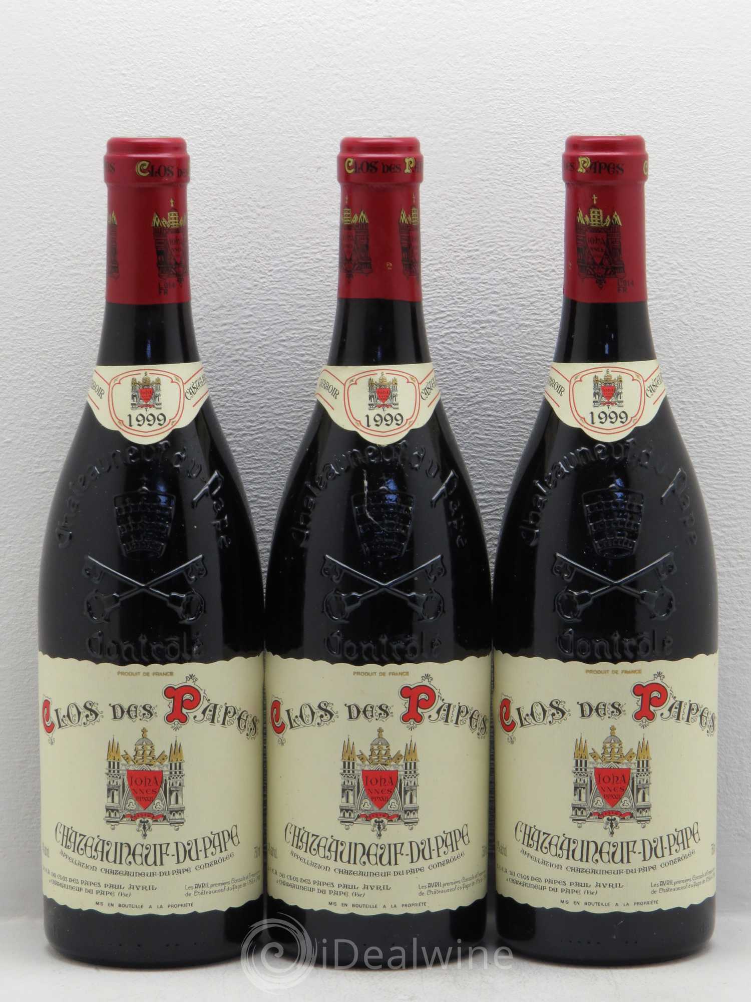 Châteauneuf-du-Pape Clos des Papes - Paul Avril 1999 - Lot de 3 bouteilles - 0