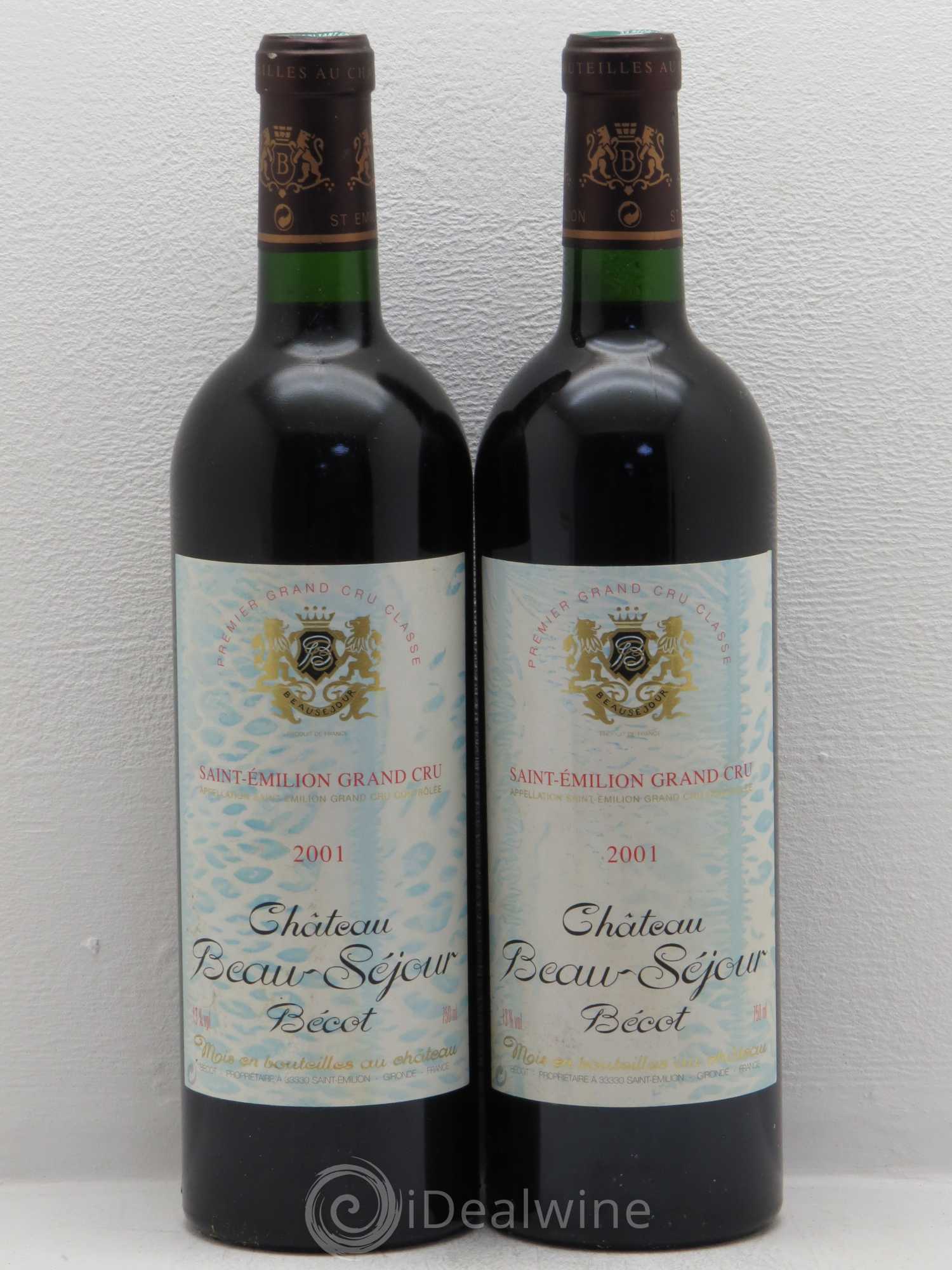 Château Beau-Séjour Bécot 1er Grand Cru Classé B 2001 - Lot de 2 bouteilles - 0