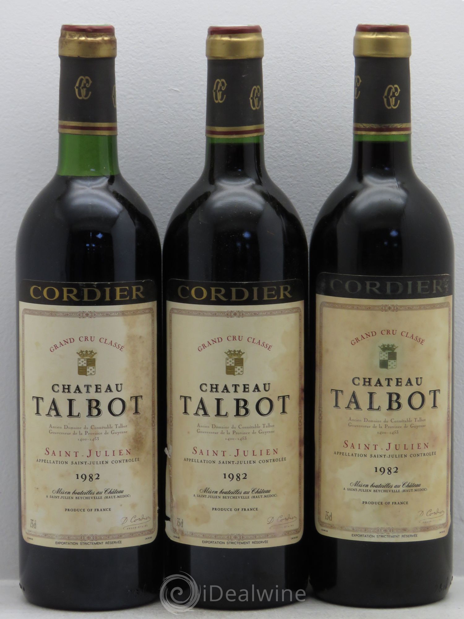 Château Talbot 4ème Grand Cru Classé 1982 - Lot de 3 bouteilles - 0