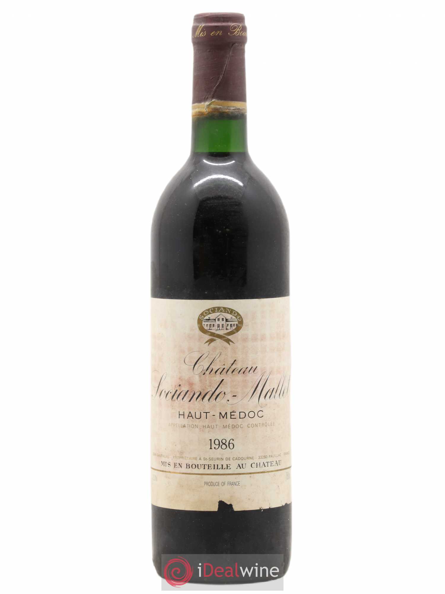 Château Sociando Mallet 1986 - Lot de 1 bouteille - 0