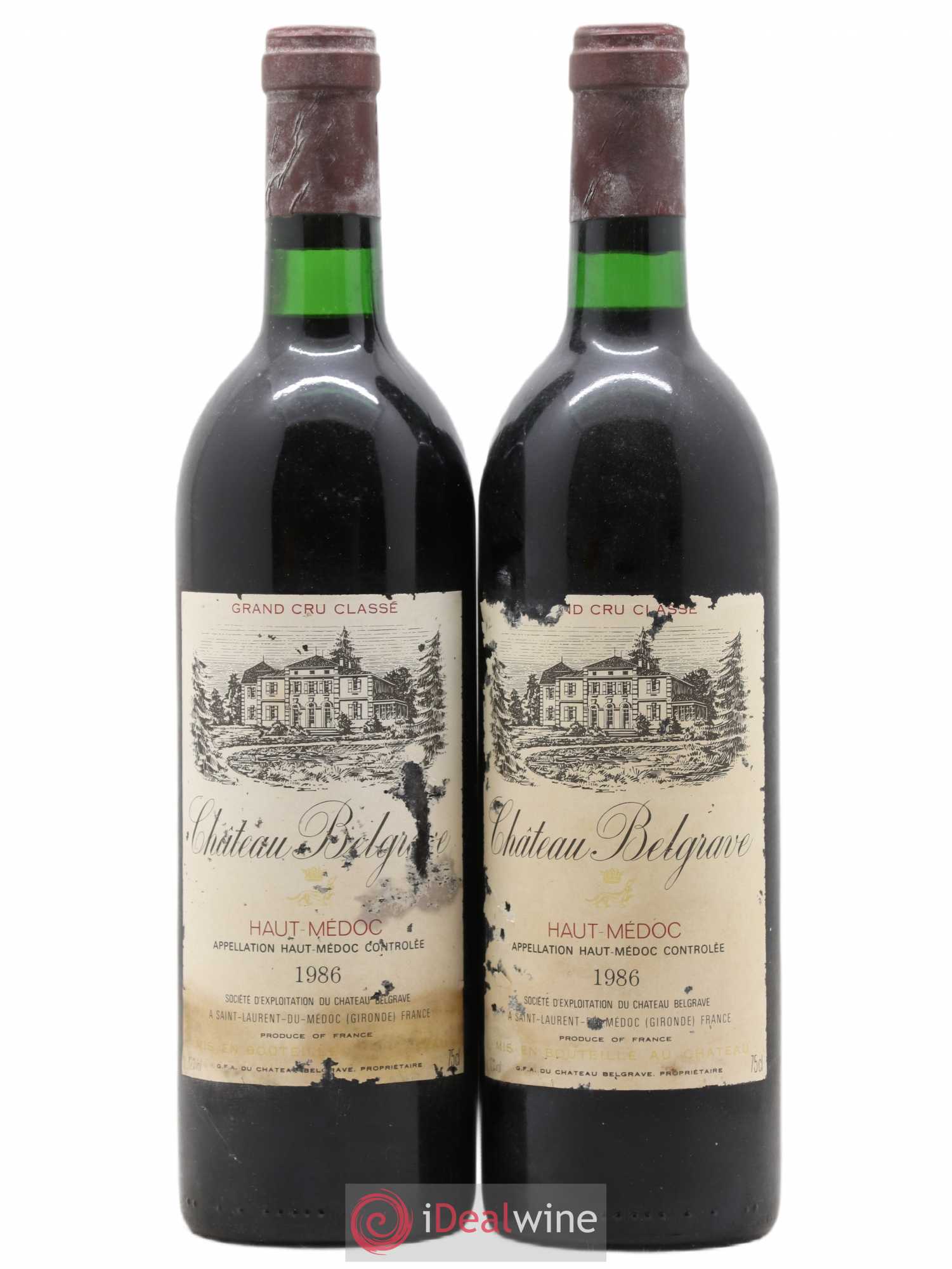 Château Belgrave 5ème Grand Cru Classé 1986 - Lot de 2 bouteilles - 0