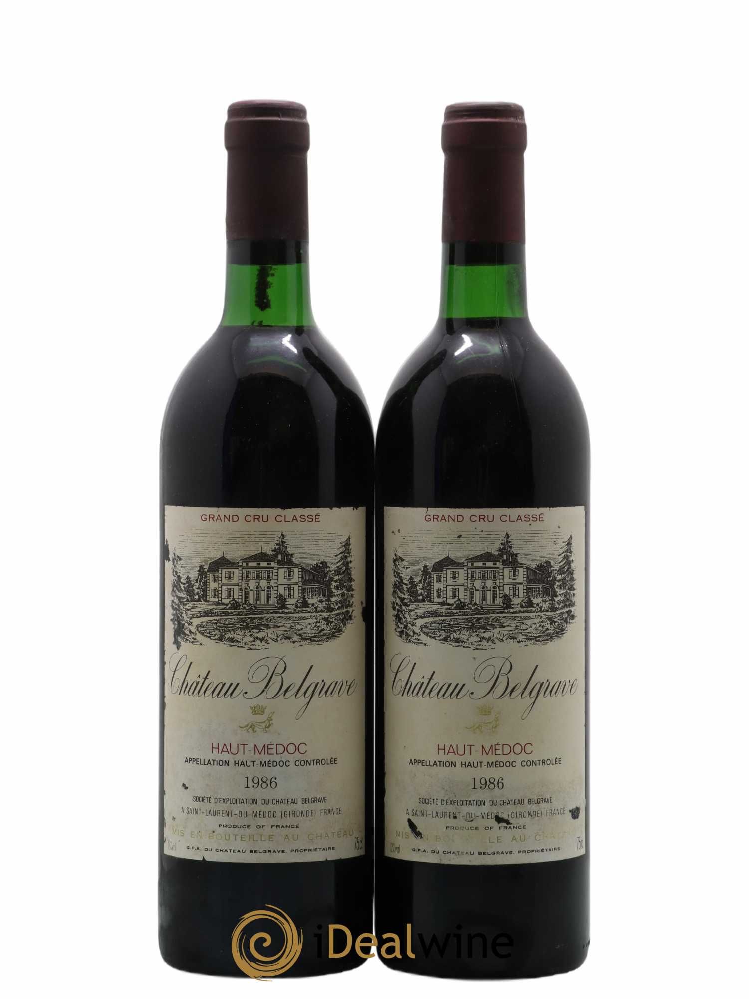 Château Belgrave 5ème Grand Cru Classé 1986 - Lot de 2 bouteilles - 0