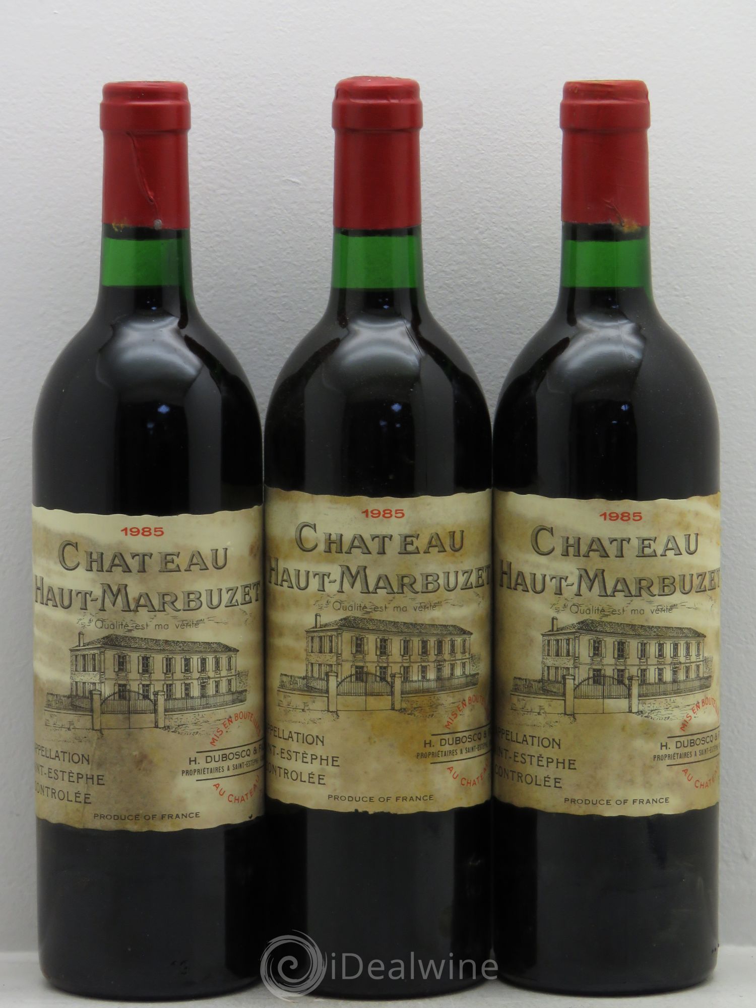 Château Haut Marbuzet 1985 - Lot de 3 bouteilles - 0