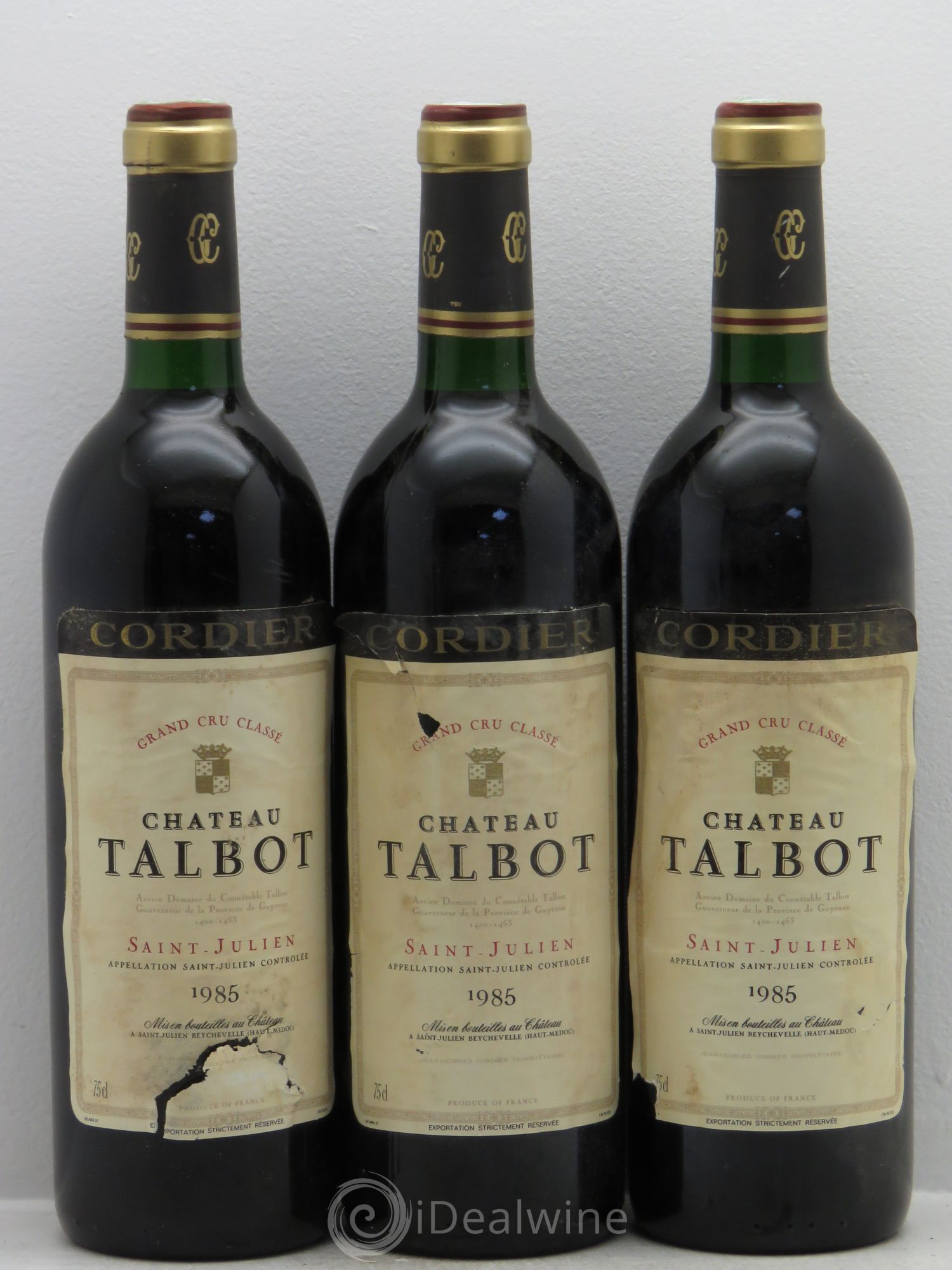 Château Talbot 4ème Grand Cru Classé 1985 - Lot de 3 bouteilles - 0