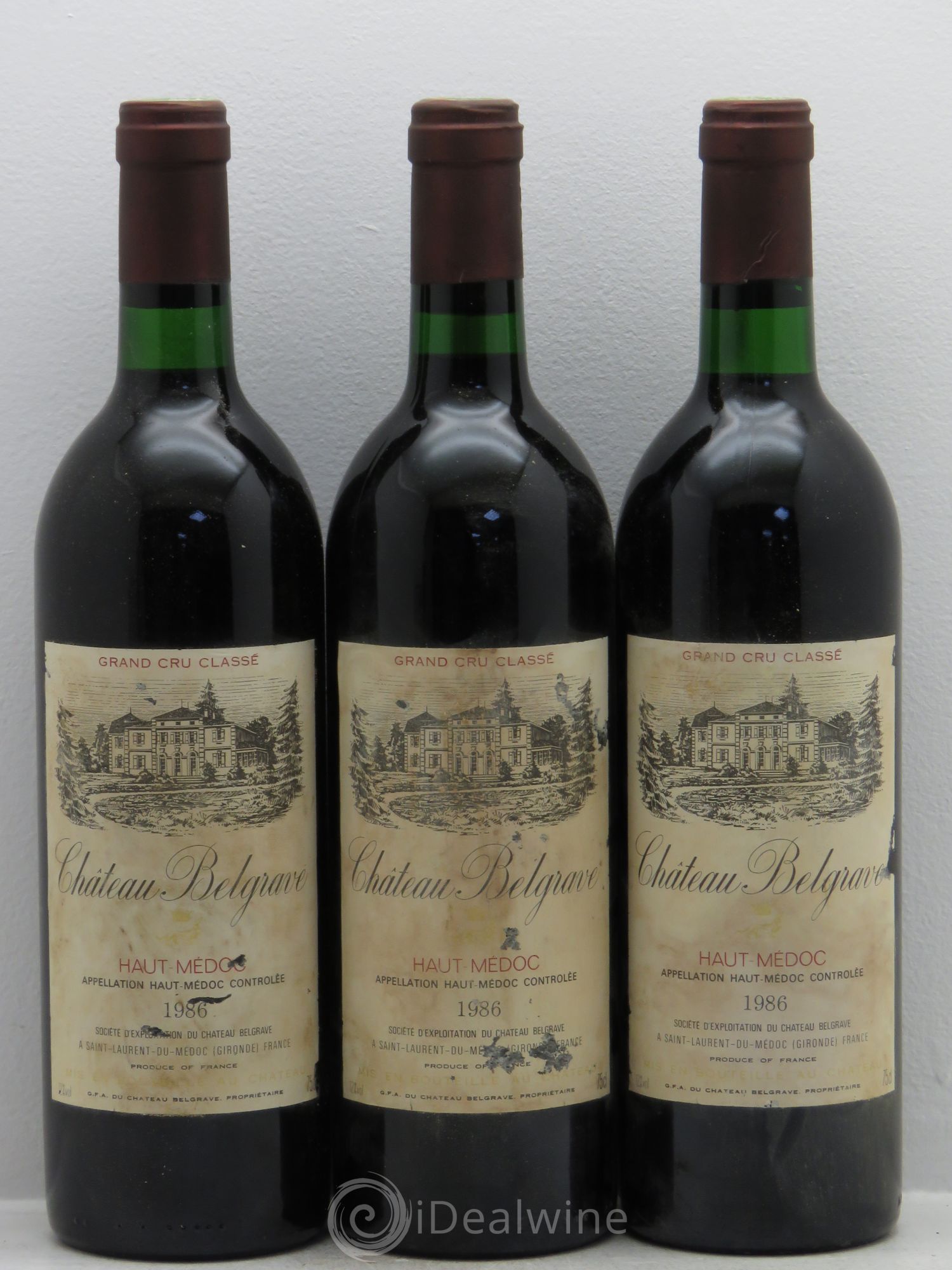 Château Belgrave 5ème Grand Cru Classé 1986 - Lot de 3 bouteilles - 0