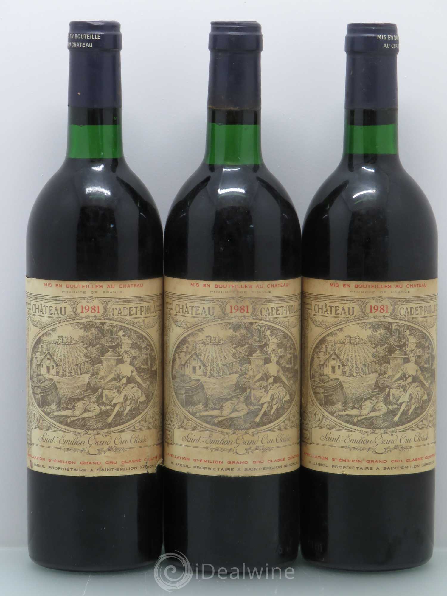 Château Cadet Piola Grand Cru Classé 1981 - Lot de 3 bouteilles - 0