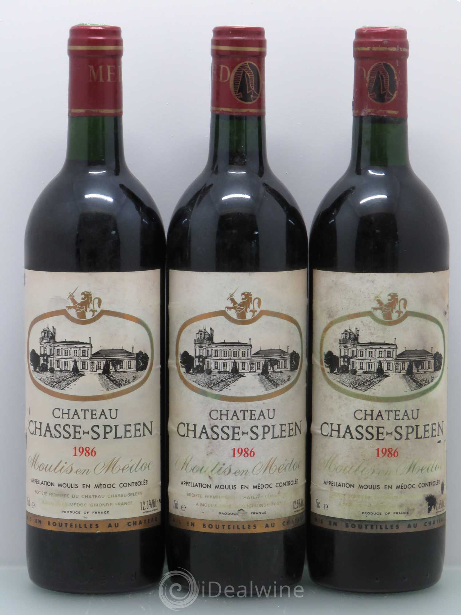 Château Chasse Spleen 1986 - Lot de 3 bouteilles - 0