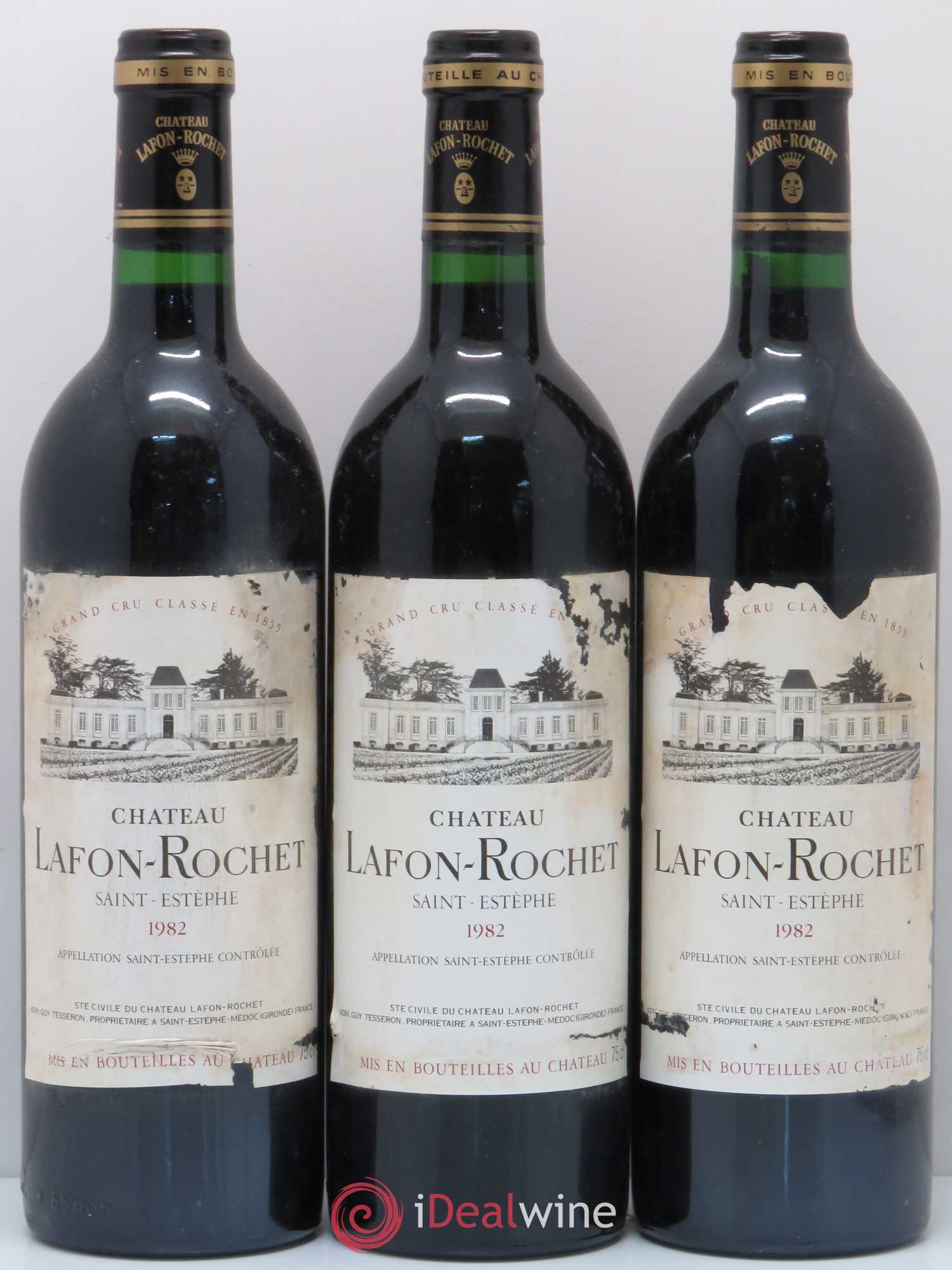 Château Lafon Rochet 4ème Grand Cru Classé 1982 - Lot de 3 bouteilles - 0
