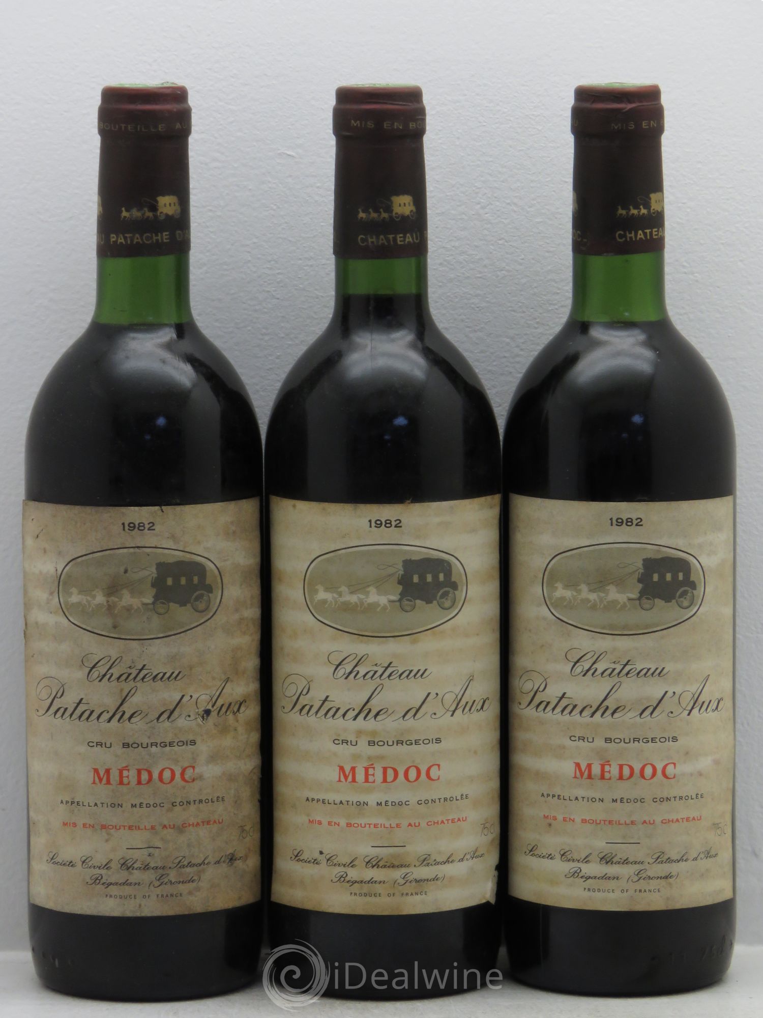 Château Patache d'Aux Cru Bourgeois 1982 - Lot de 3 bouteilles - 0