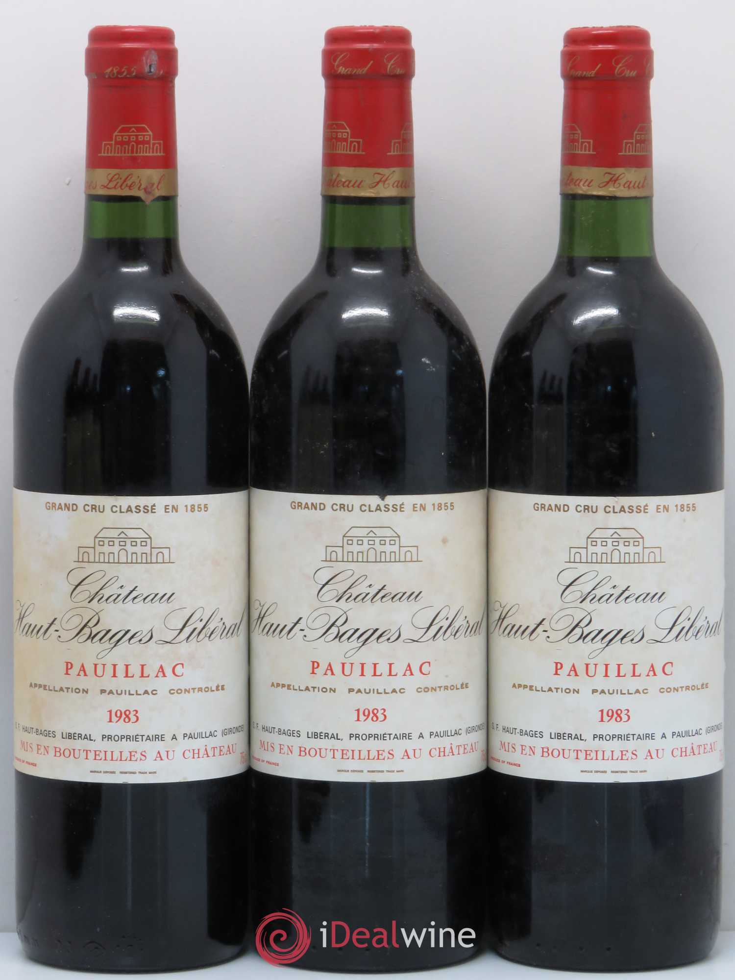 Château Haut Bages Libéral 5ème Grand Cru Classé 1983 - Lot de 3 bouteilles - 0