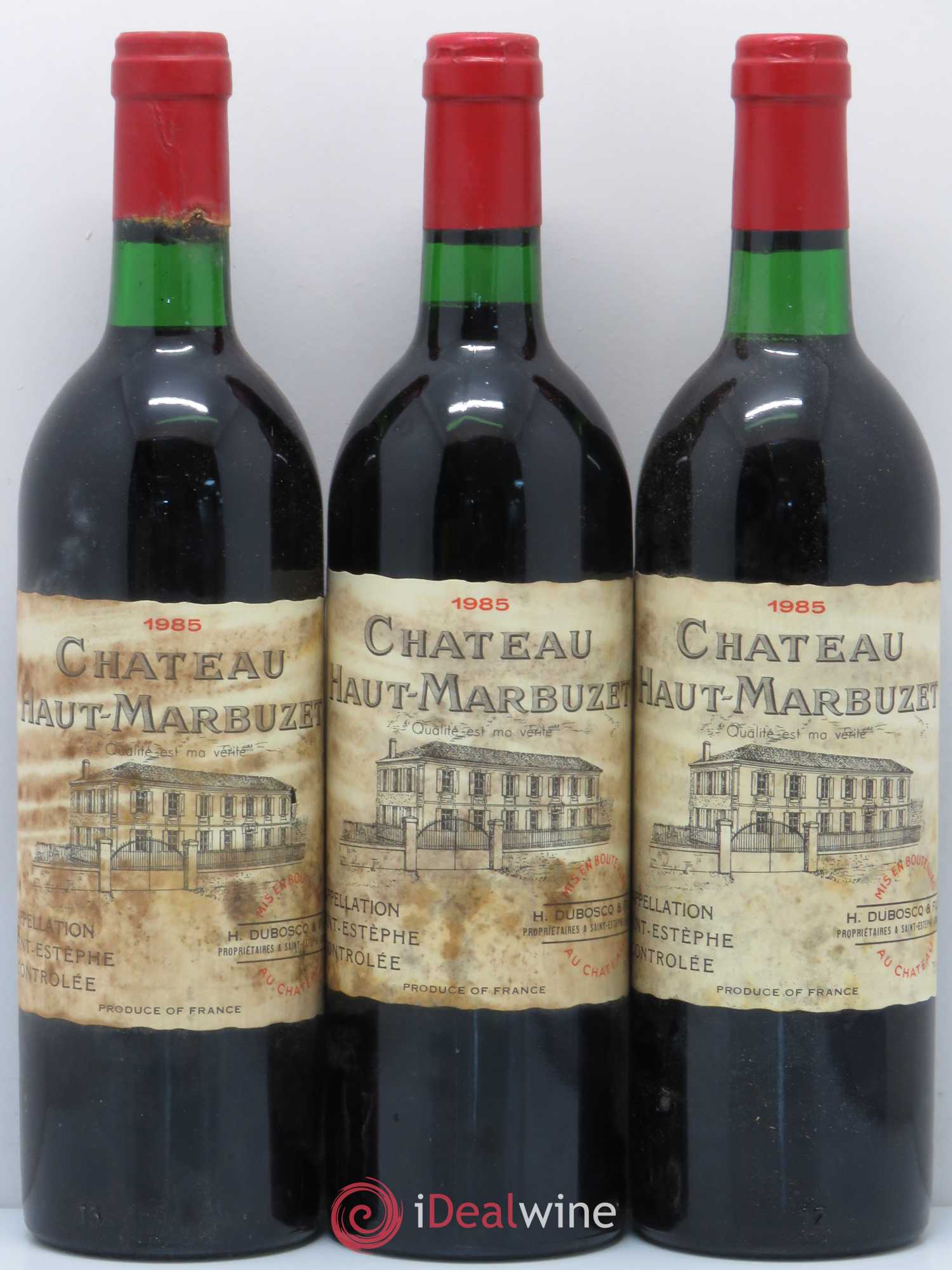 Château Haut Marbuzet 1985 - Lot de 3 bouteilles - 0