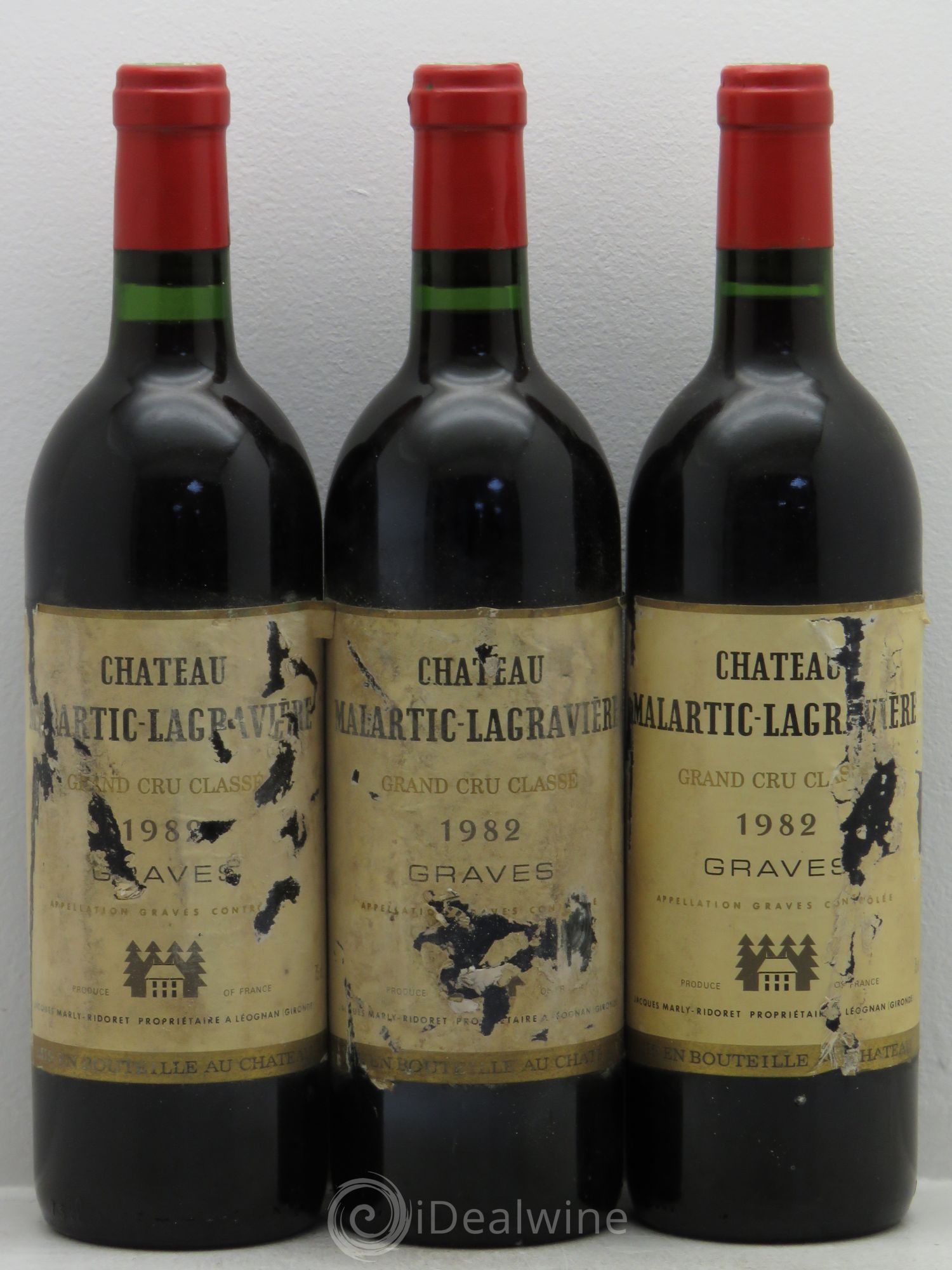 Château Malartic-Lagravière Cru Classé de Graves 1982 - Lot de 3 bouteilles - 0