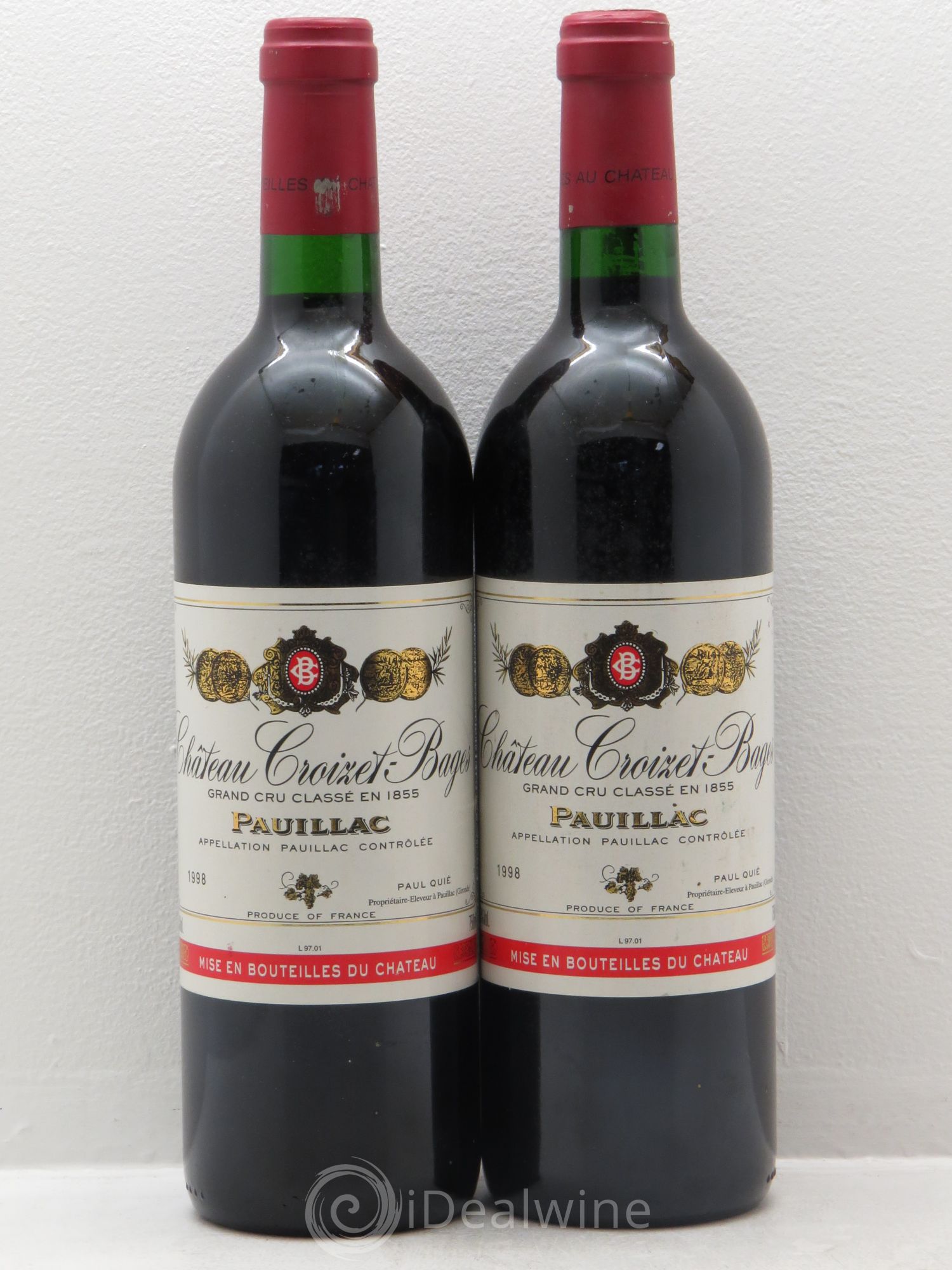 Château Croizet Bages 5ème Grand Cru Classé 1998 - Lot de 2 bouteilles - 0
