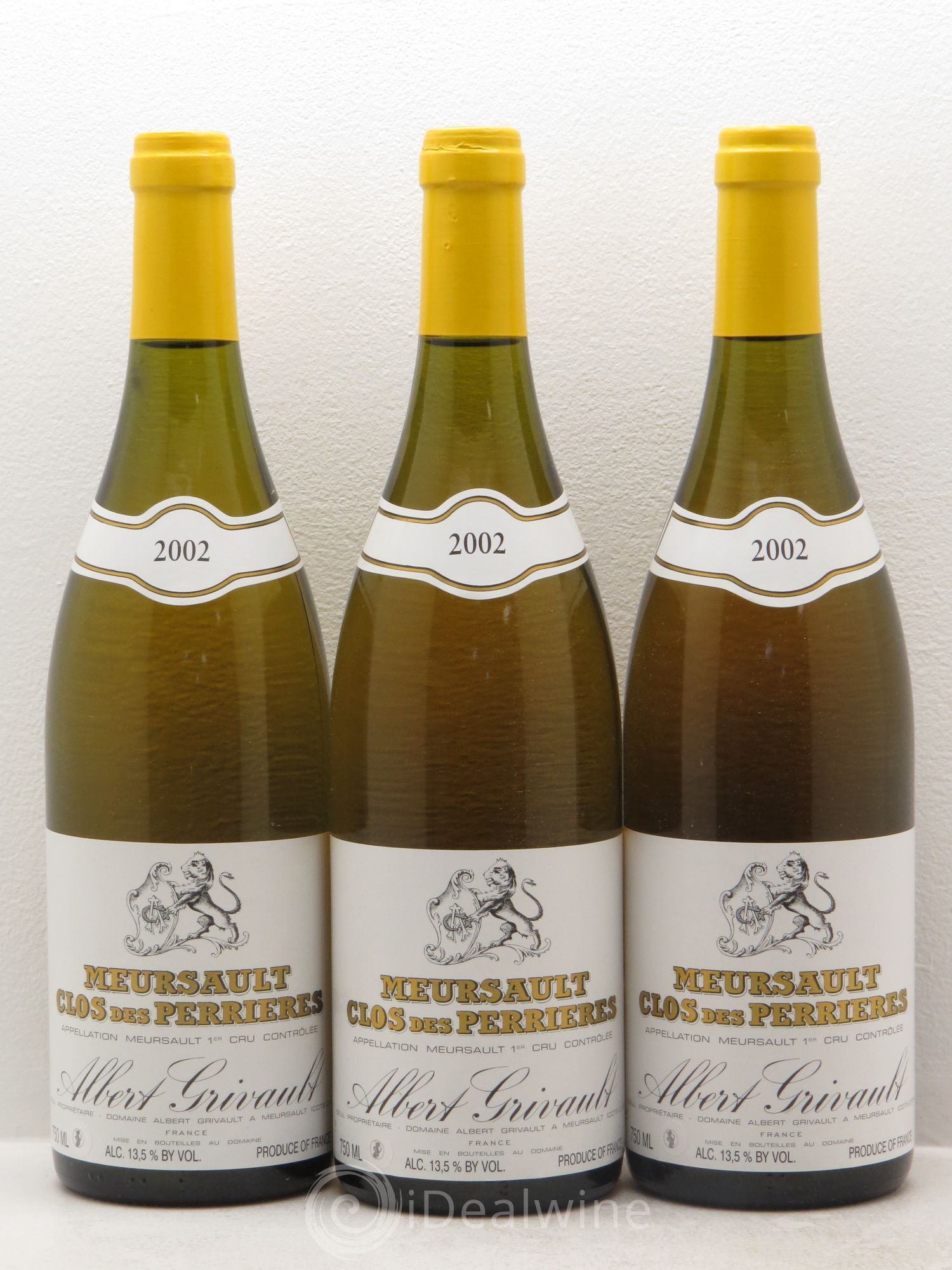Meursault 1er Cru Clos des Perrières Monopole Albert Grivault 2002 - Lot de 3 bouteilles - 0