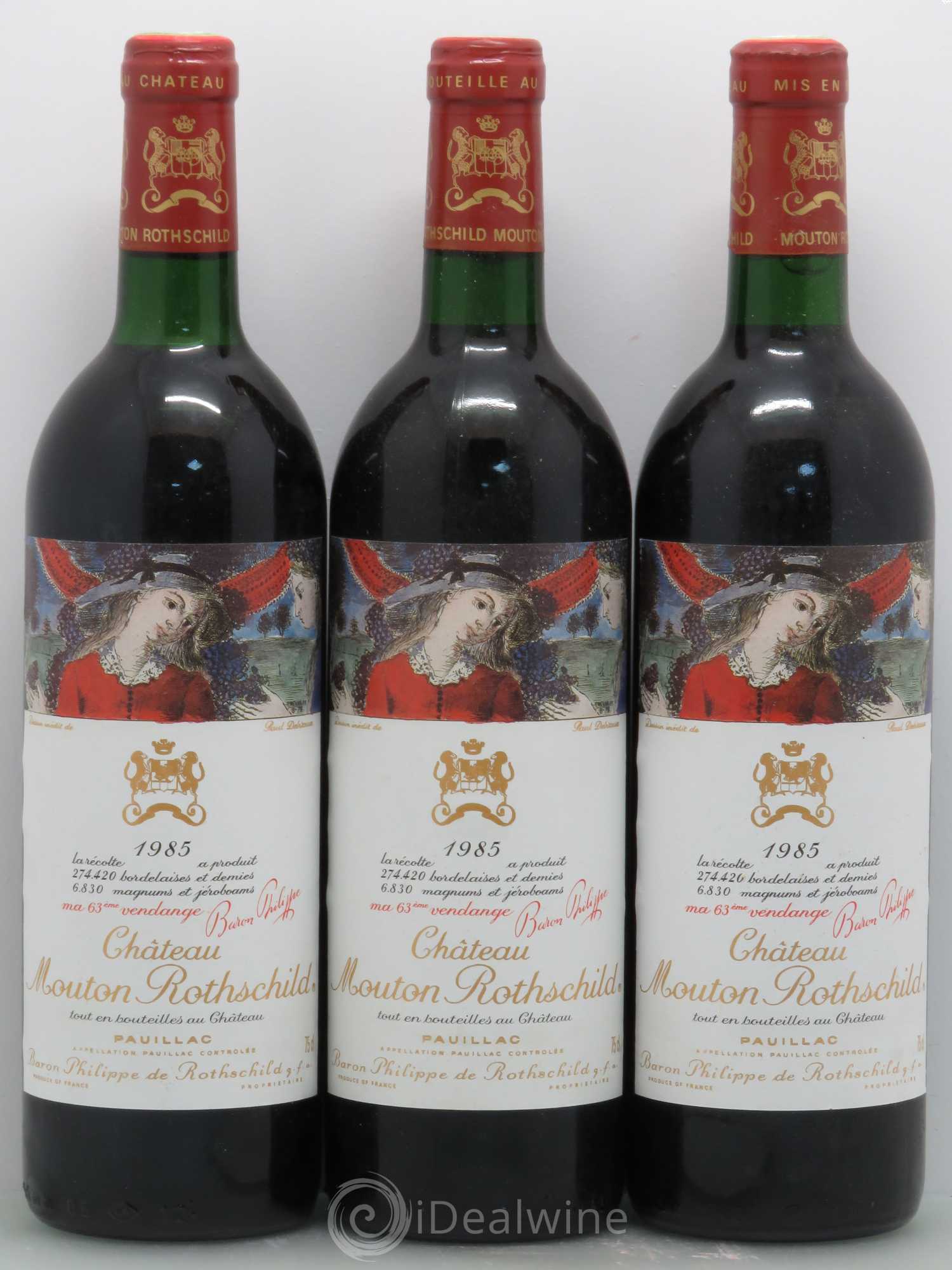 Château Mouton Rothschild 1er Grand Cru Classé 1985 - Lot de 3 bouteilles - 0