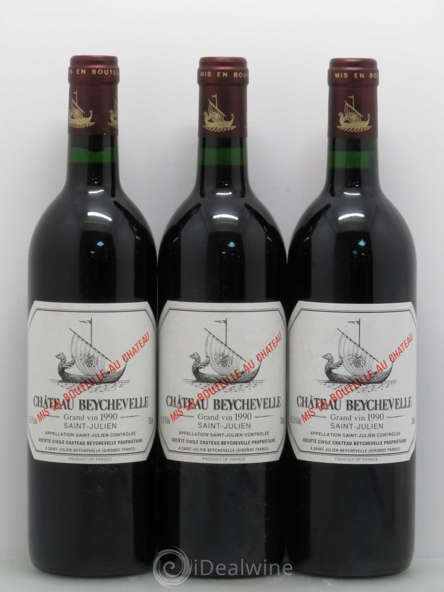 Château Beychevelle 4ème Grand Cru Classé 1990 - Lot de 3 bouteilles - 0