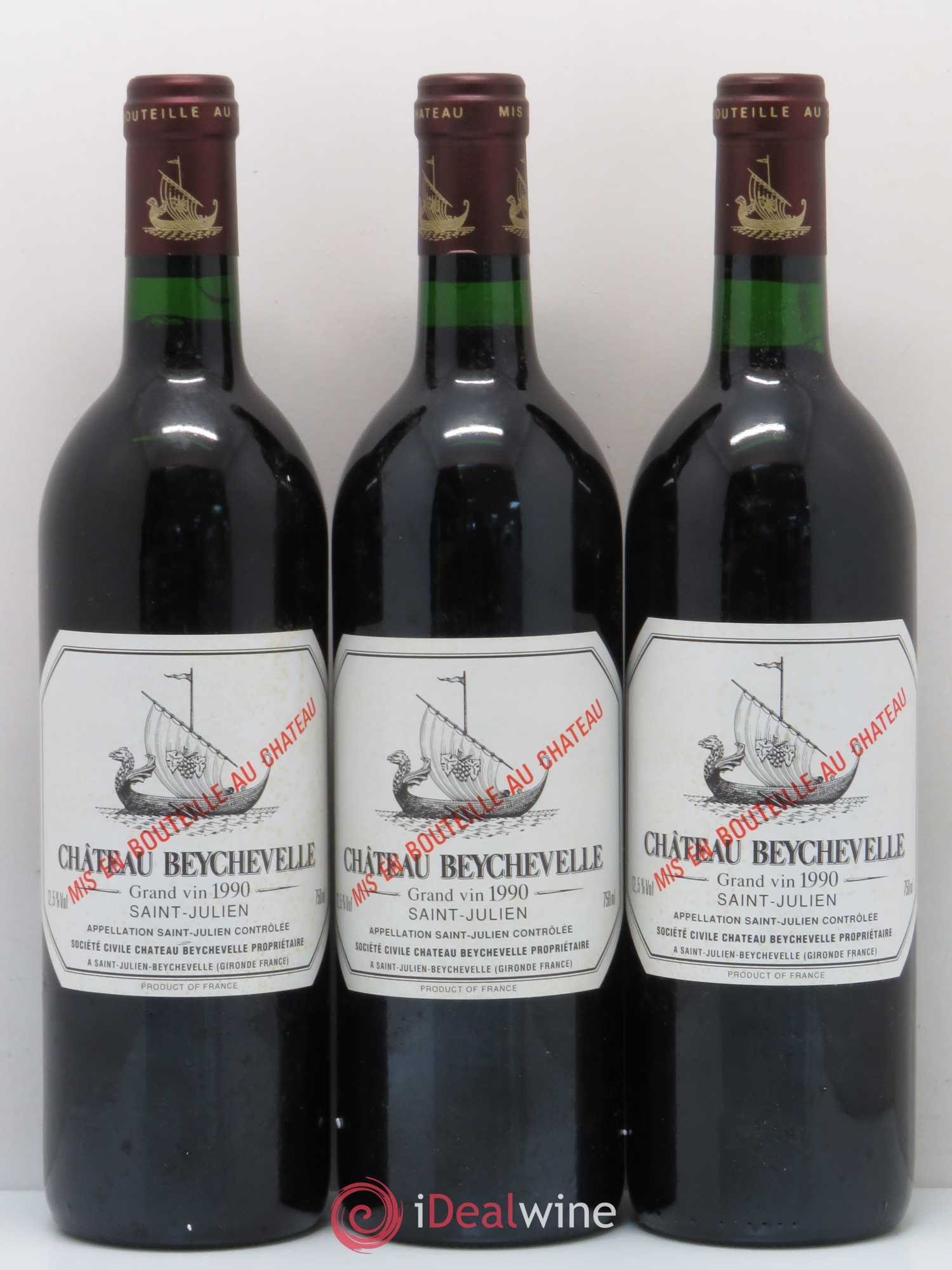 Château Beychevelle 4ème Grand Cru Classé 1990 - Lot de 3 bouteilles - 0