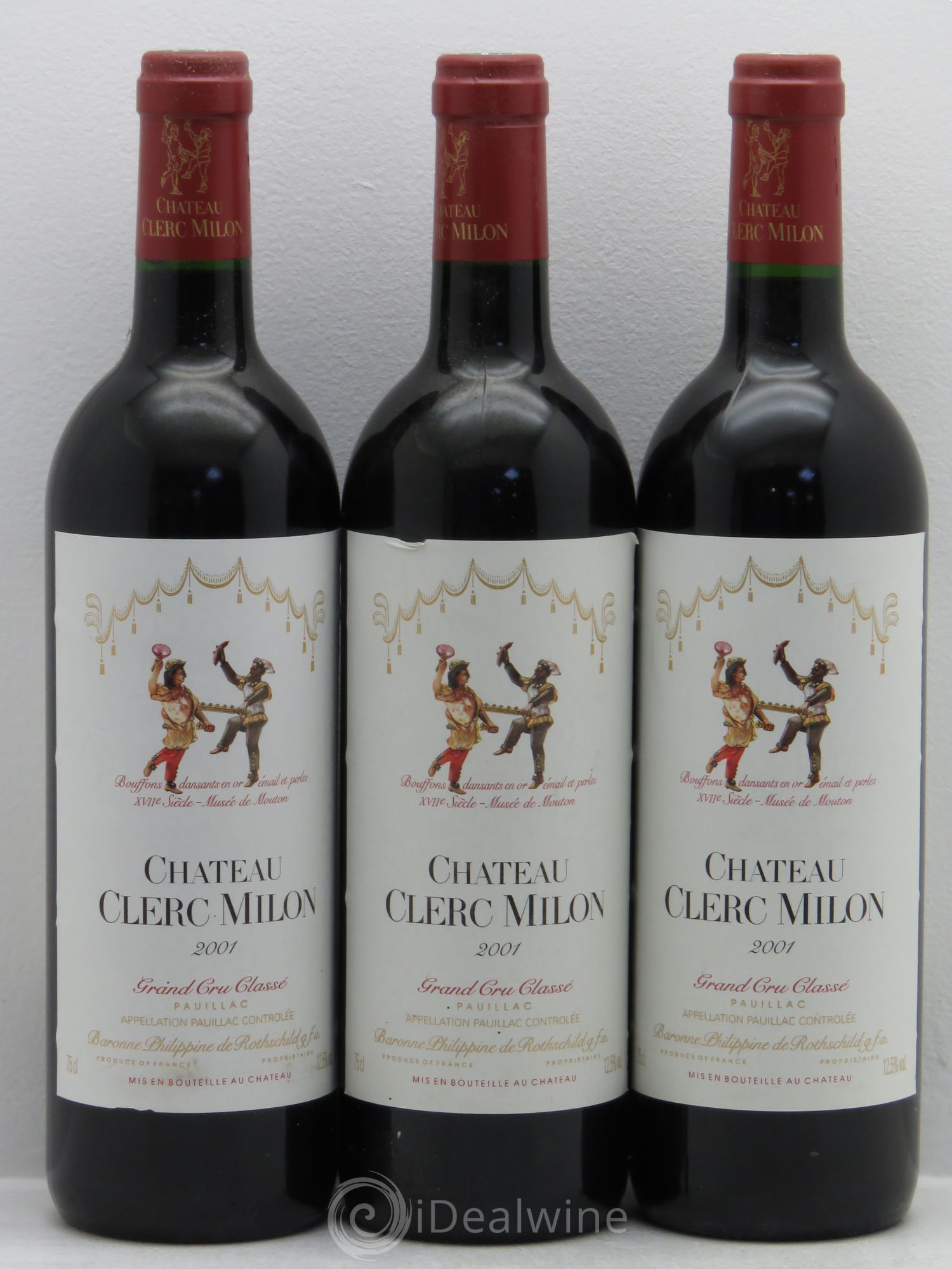 Château Clerc Milon 5ème Grand Cru Classé 2001 - Lot de 3 bouteilles - 0