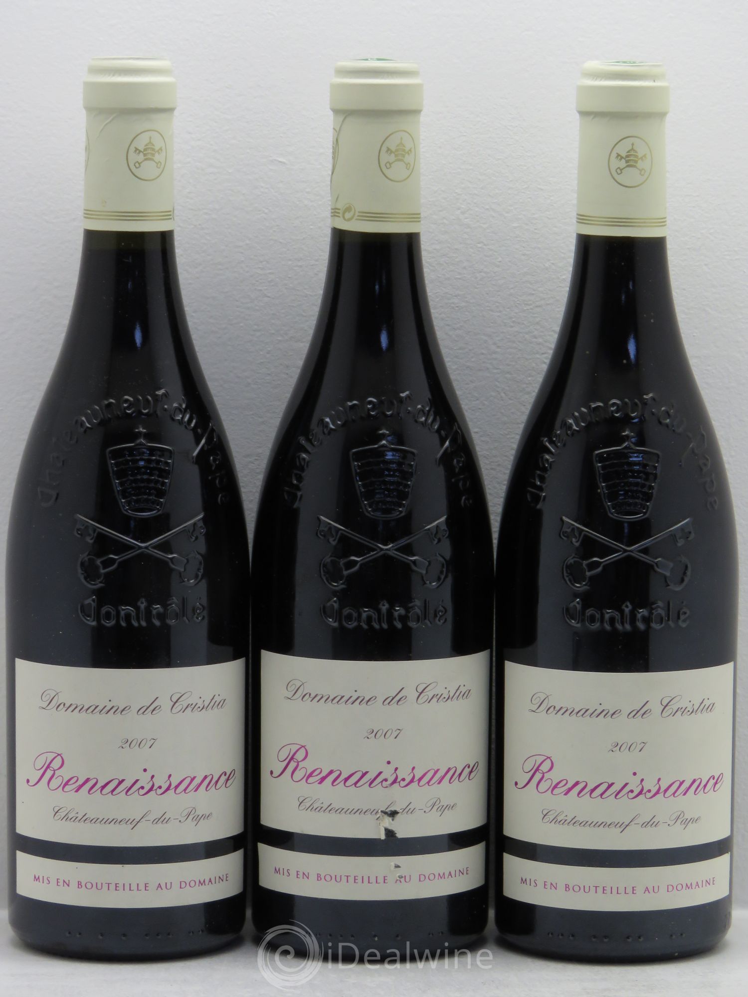 Châteauneuf-du-Pape Domaine de Cristia Renaissance 2007 - Lot de 3 bouteilles - 0