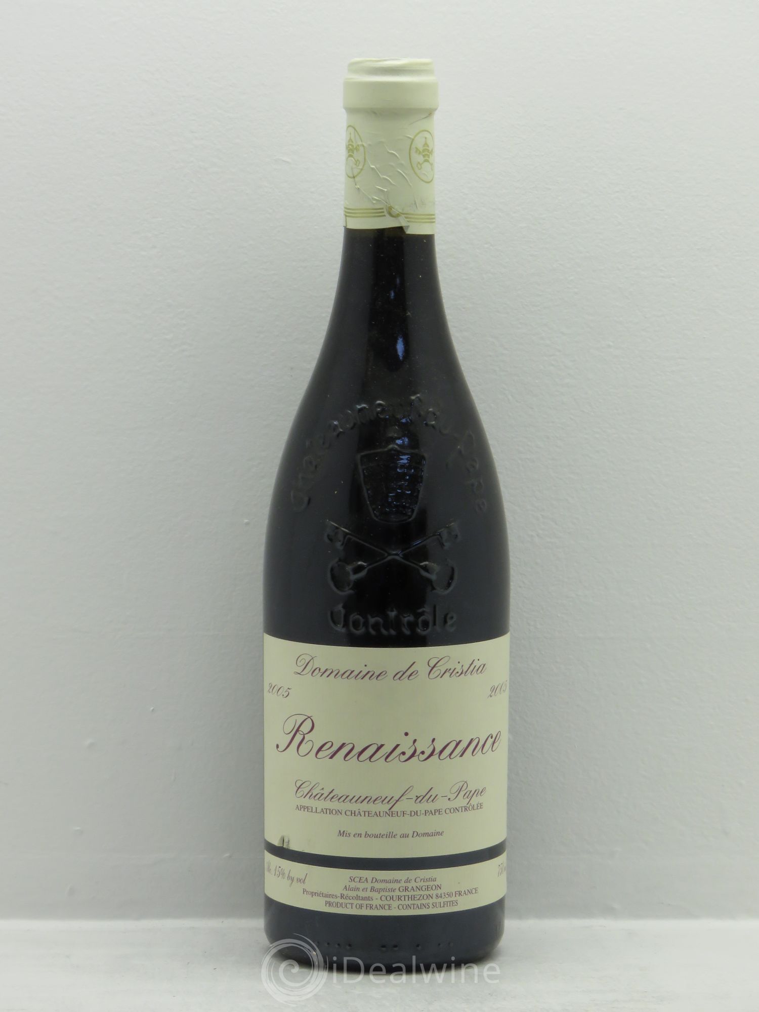 Châteauneuf-du-Pape Domaine de Cristia Renaissance 2005 - Lot de 6 bouteilles - 0
