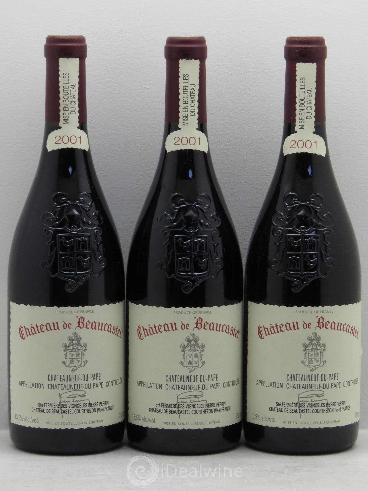 Châteauneuf-du-Pape Château de Beaucastel Famille Perrin 2001 - Lot de 3 bouteilles - 0