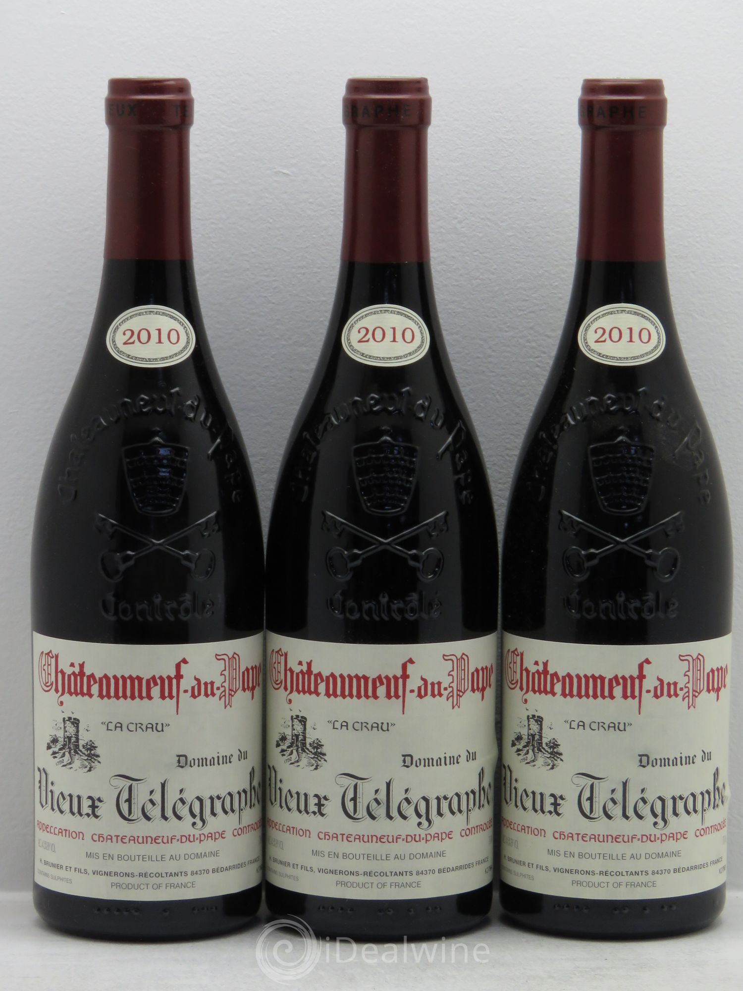 Châteauneuf-du-Pape Vieux Télégraphe (Domaine du) Vignobles Brunier 2010 - Lot de 3 bouteilles - 0