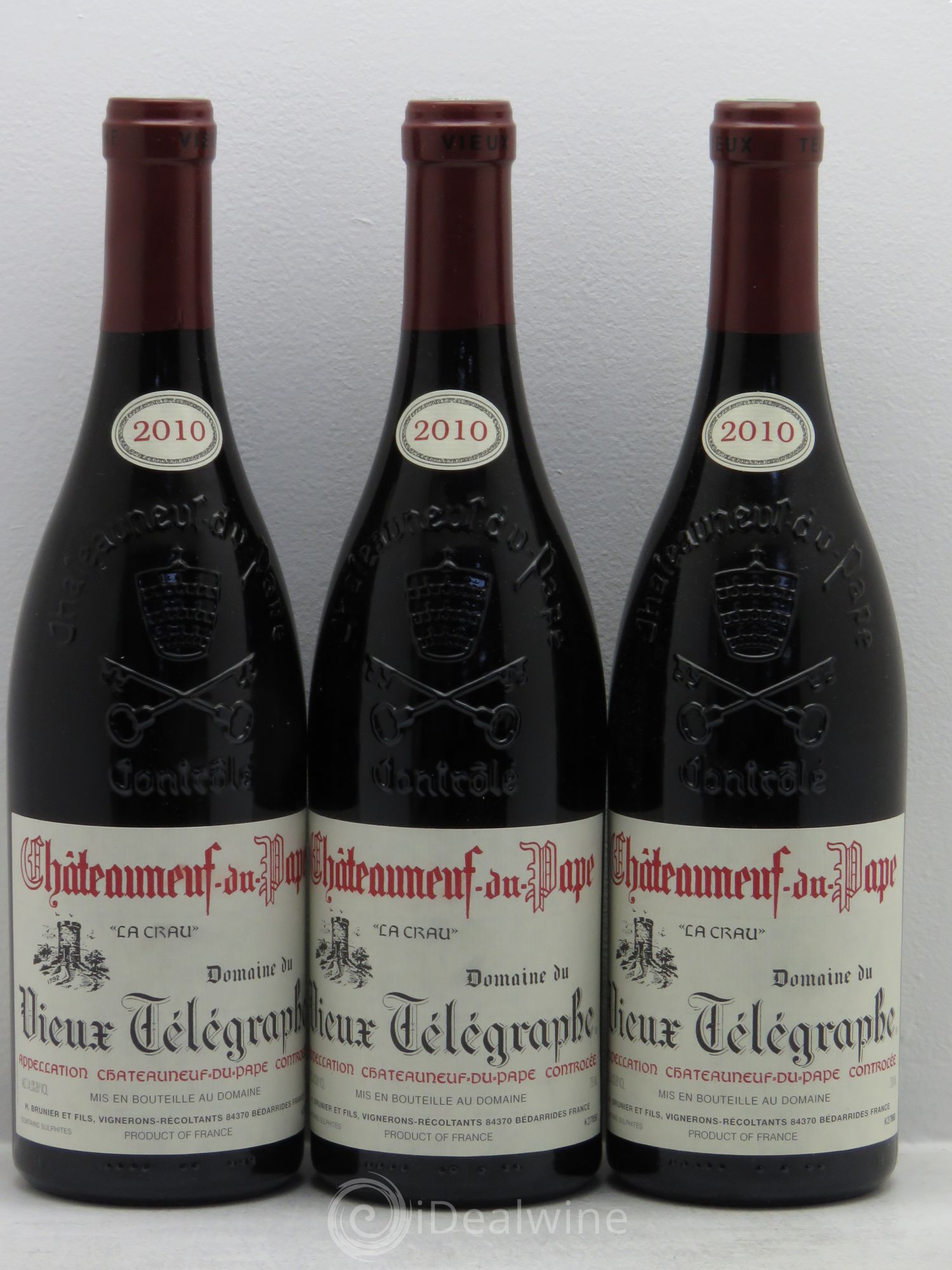 Châteauneuf-du-Pape Vieux Télégraphe (Domaine du) Vignobles Brunier 2010 - Lot de 3 bouteilles - 0