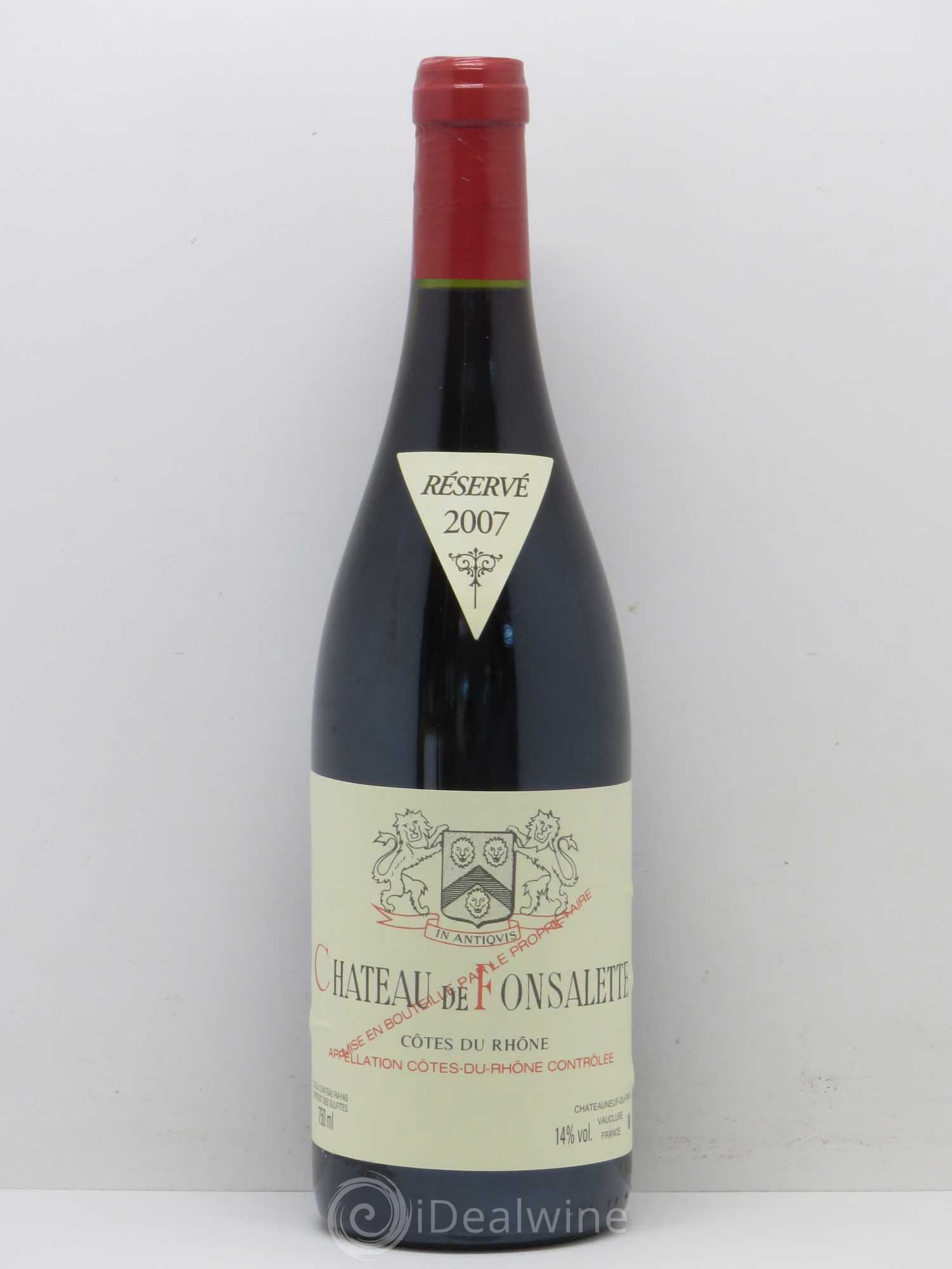 Côtes-du-Rhône Château de Fonsalette Emmanuel Reynaud 2007 - Lot de 1 bouteille - 0