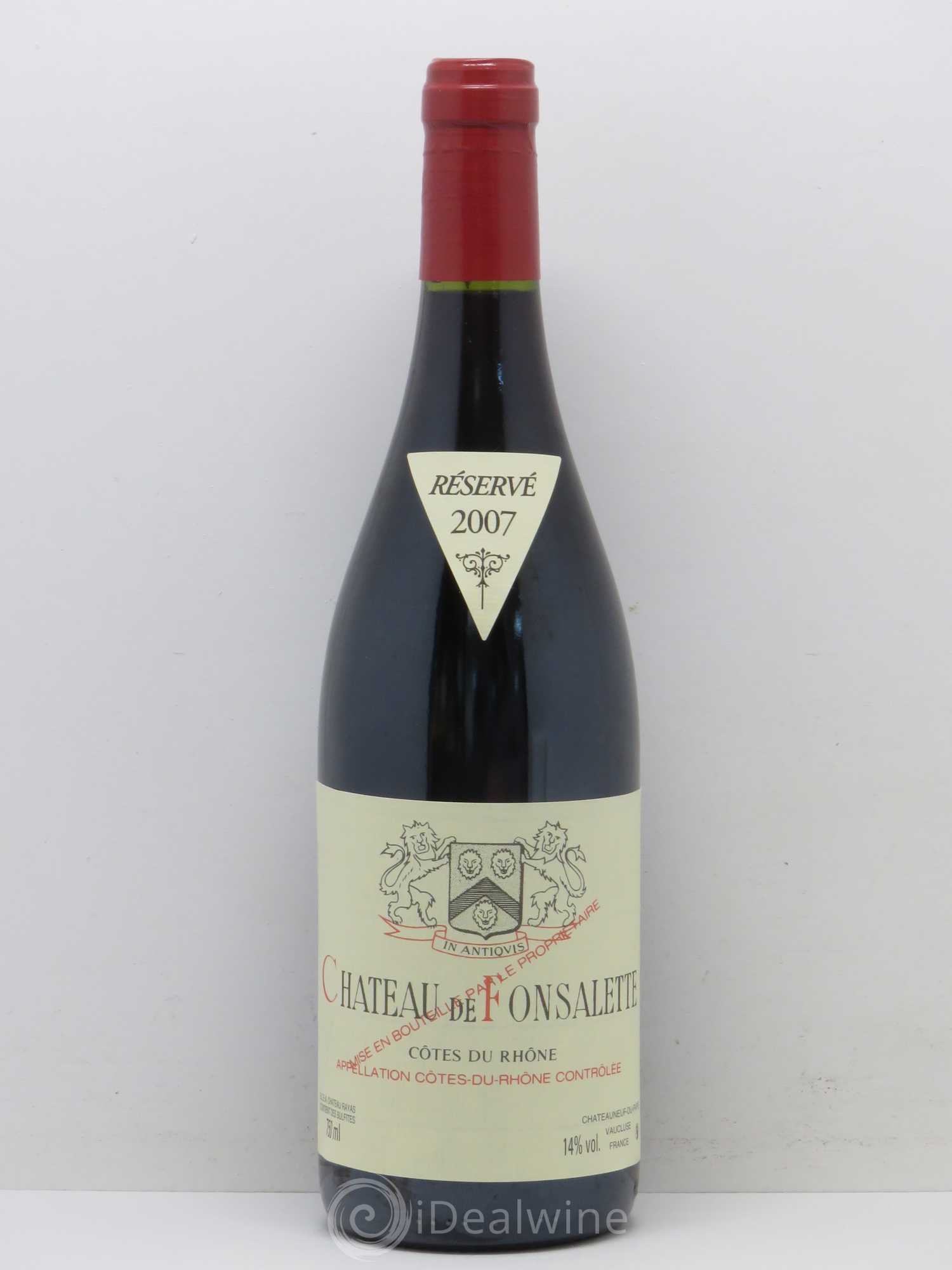 Côtes-du-Rhône Château de Fonsalette Emmanuel Reynaud 2007 - Lot de 1 bouteille - 0