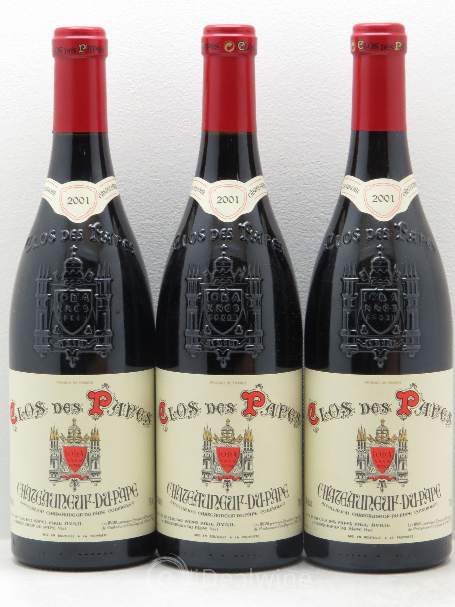 Châteauneuf-du-Pape Clos des Papes - Paul Avril 2001 - Lot de 3 bouteilles - 0