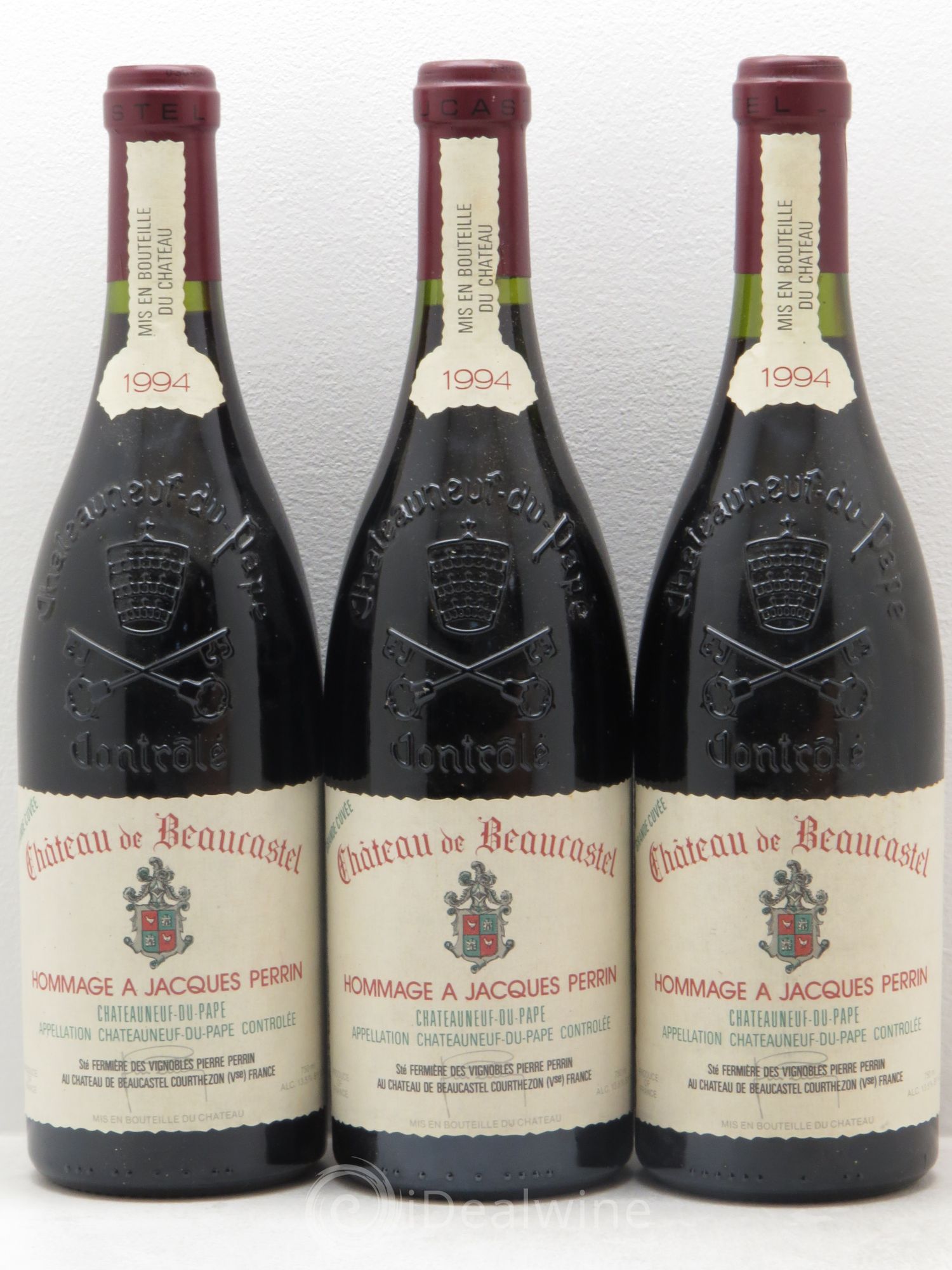 Châteauneuf-du-Pape Château de Beaucastel Hommage à Jacques Perrin Famille Perrin 1994 - Lot de 3 bouteilles - 0
