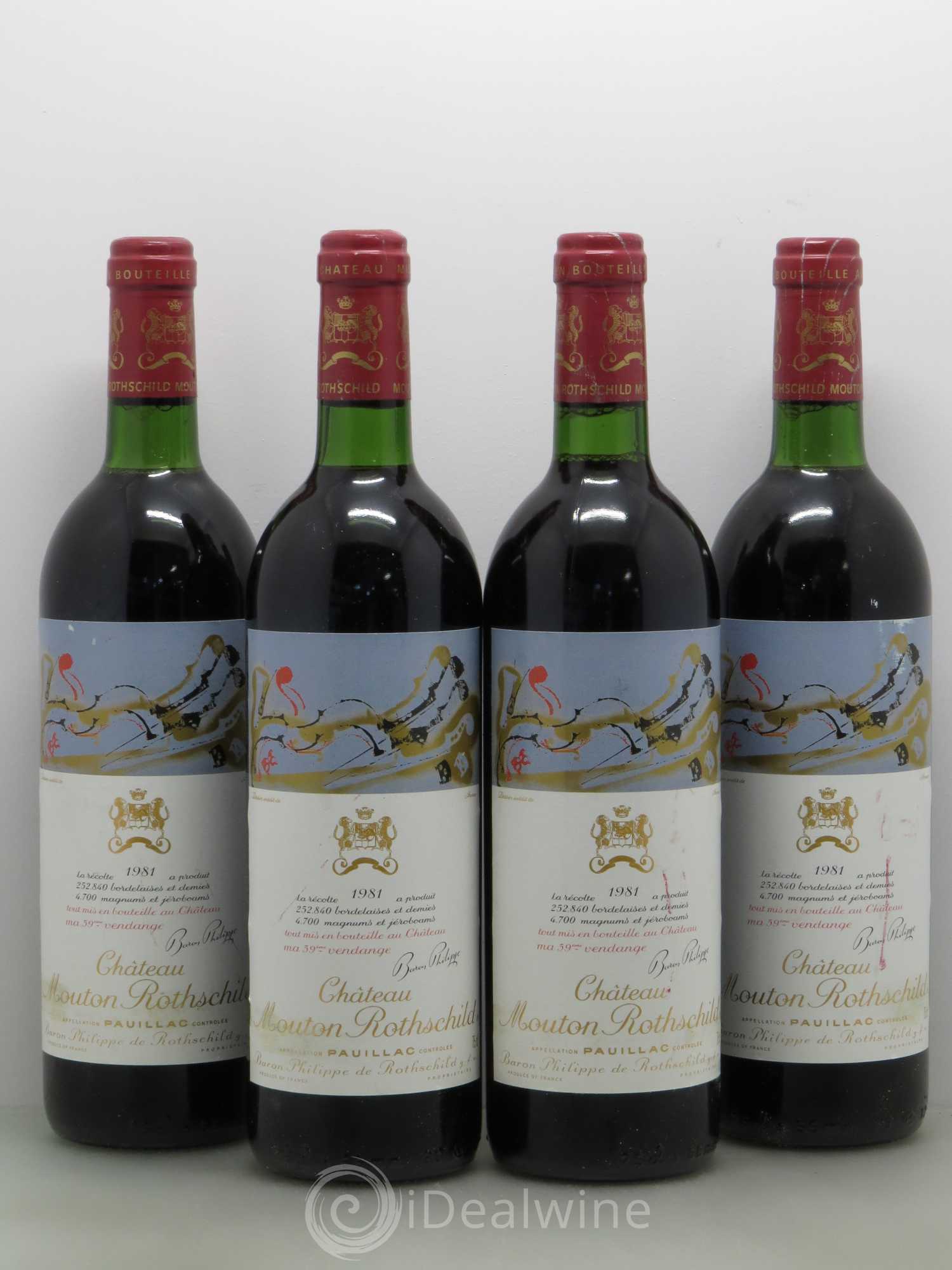 Château Mouton Rothschild 1er Grand Cru Classé 1981 - Lot de 4 bouteilles - 0