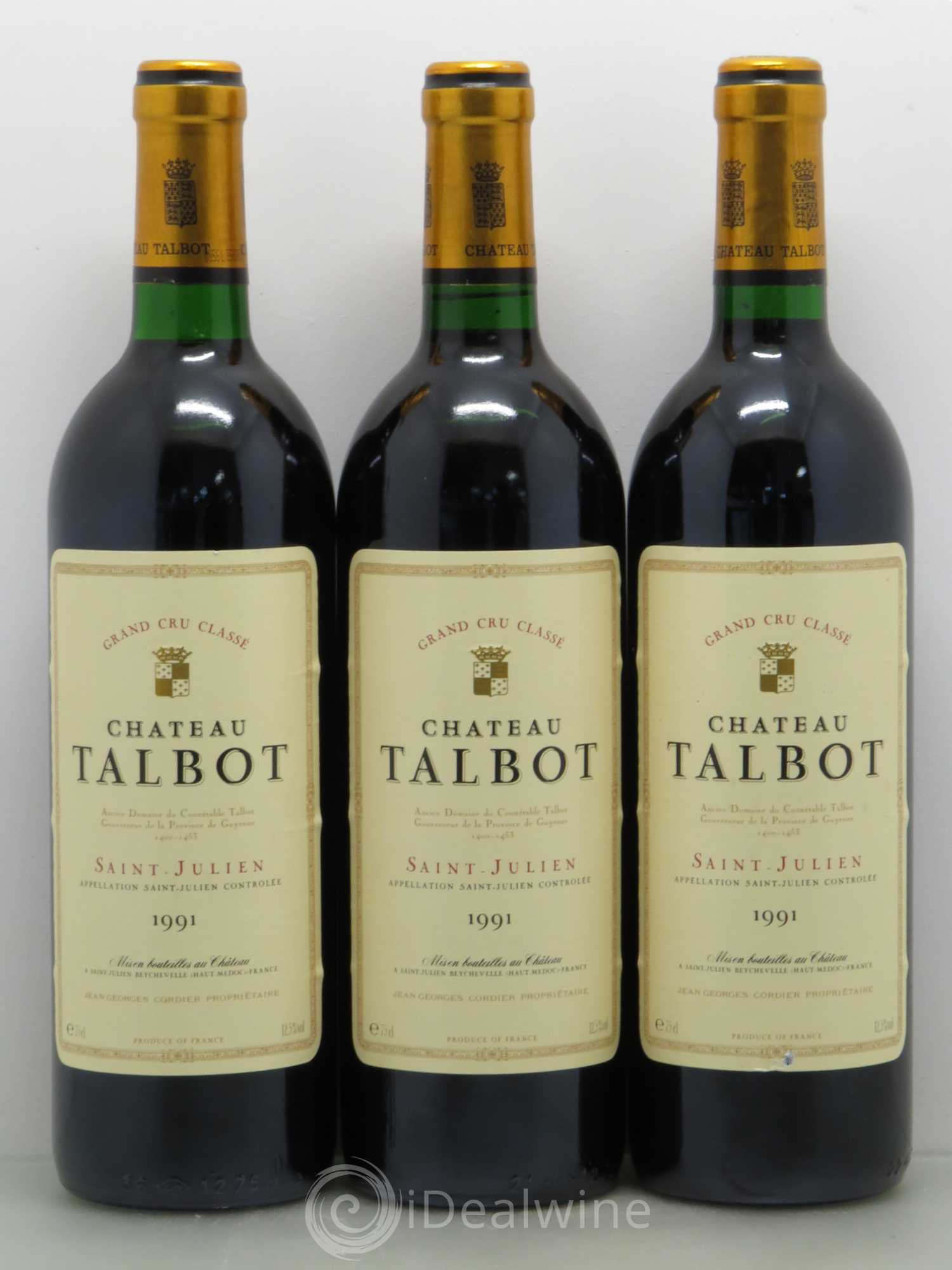 Château Talbot 4ème Grand Cru Classé 1991 - Lot de 3 bouteilles - 0