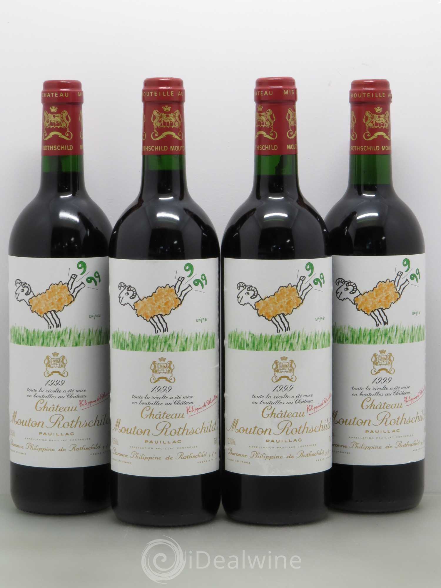 Château Mouton Rothschild 1er Grand Cru Classé 1999 - Lot de 4 bouteilles - 0