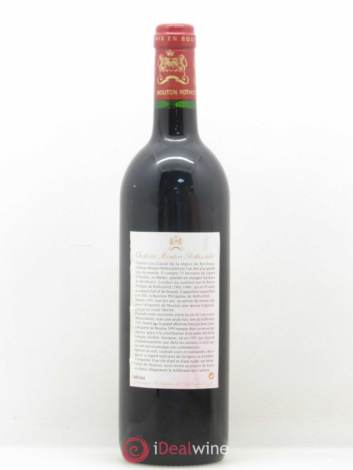 Château Mouton Rothschild 1er Grand Cru Classé 1999 - Lot de 1 bouteille - 1