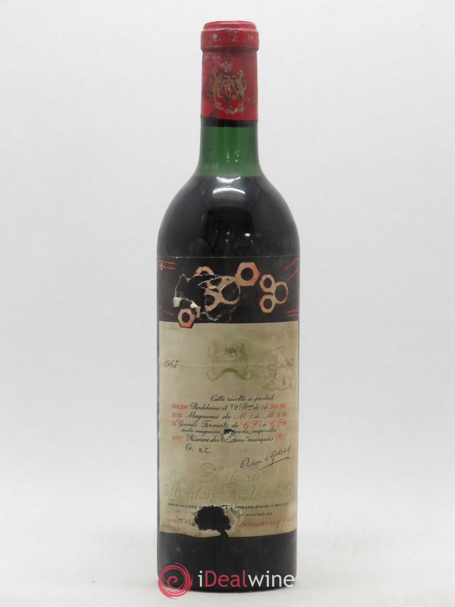 Château Mouton Rothschild 1er Grand Cru Classé 1967 - Lot de 1 bouteille - 0