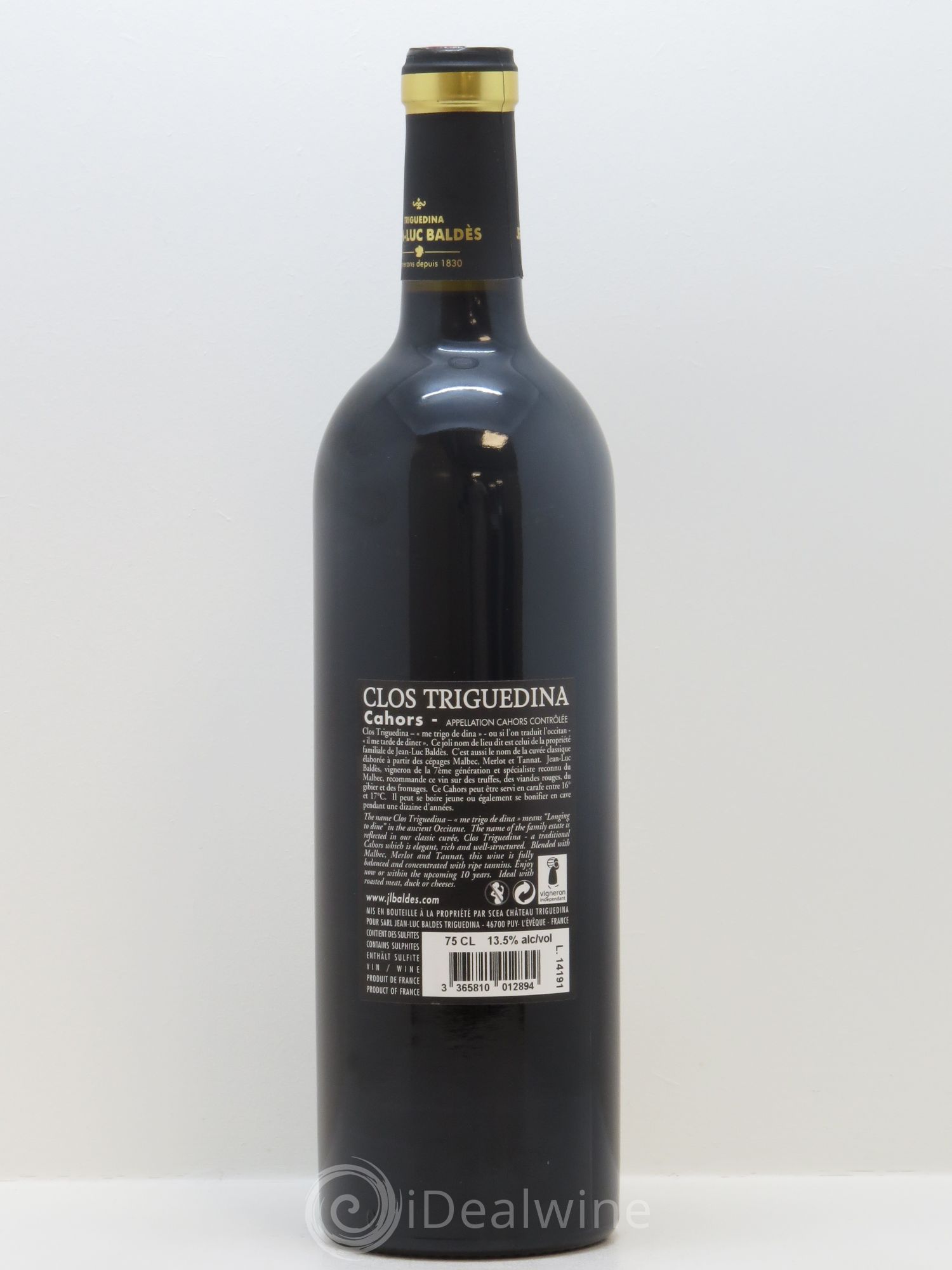 Cahors Clos Triguedina Jean-Luc Baldès 2012 - Lot de 1 bouteille - 2