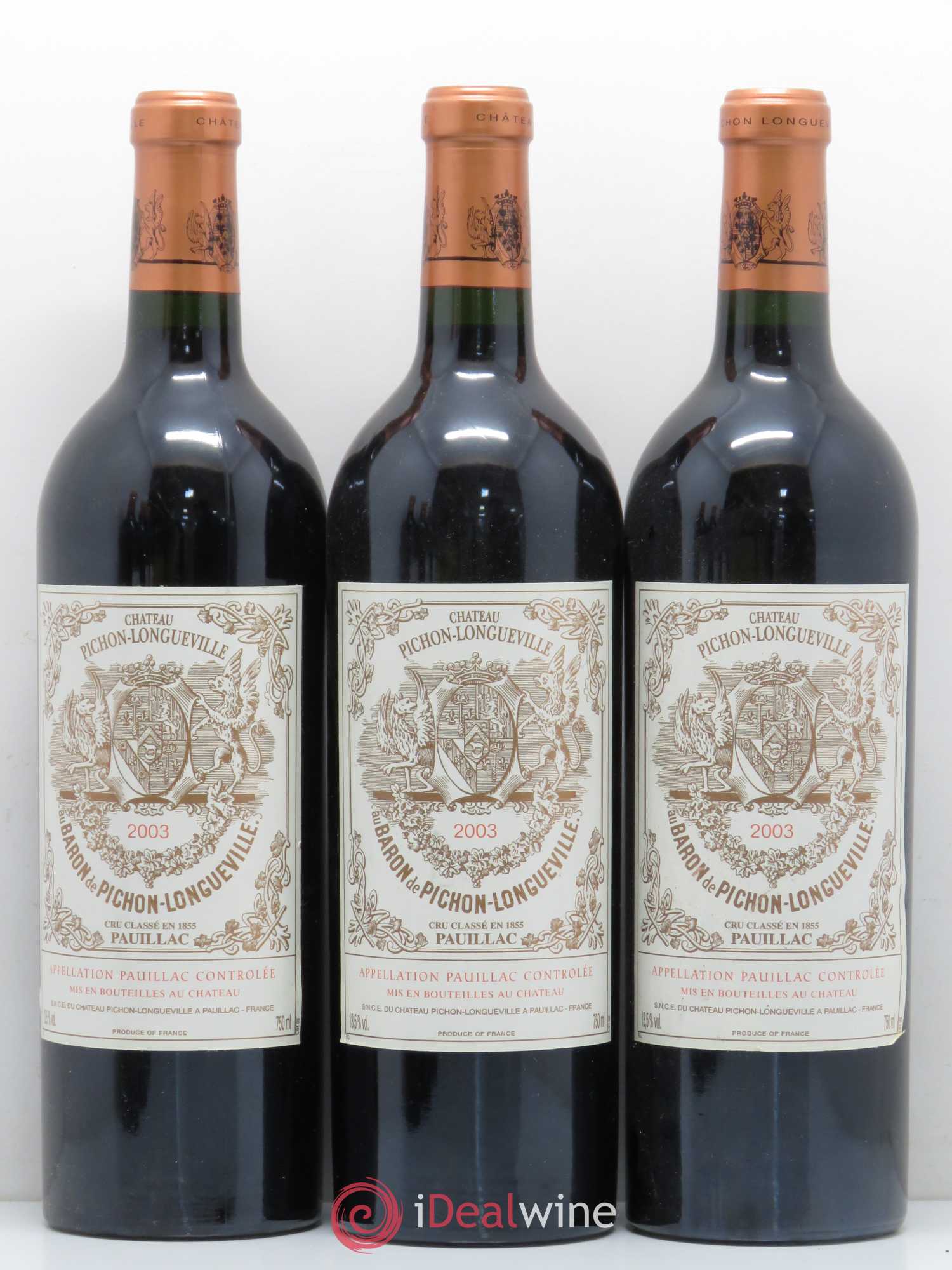 Pichon Longueville Baron 2ème Grand Cru Classé 2003 - Lot de 6 bouteilles - 1