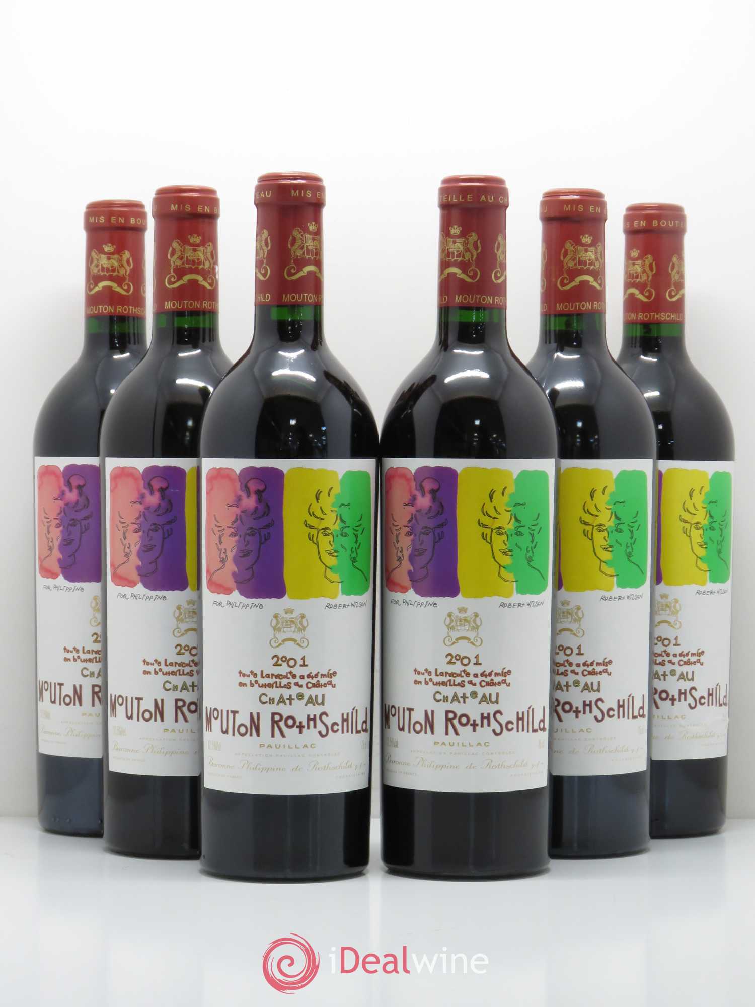 Château Mouton Rothschild 1er Grand Cru Classé 2001 - Lot de 6 bouteilles - 0
