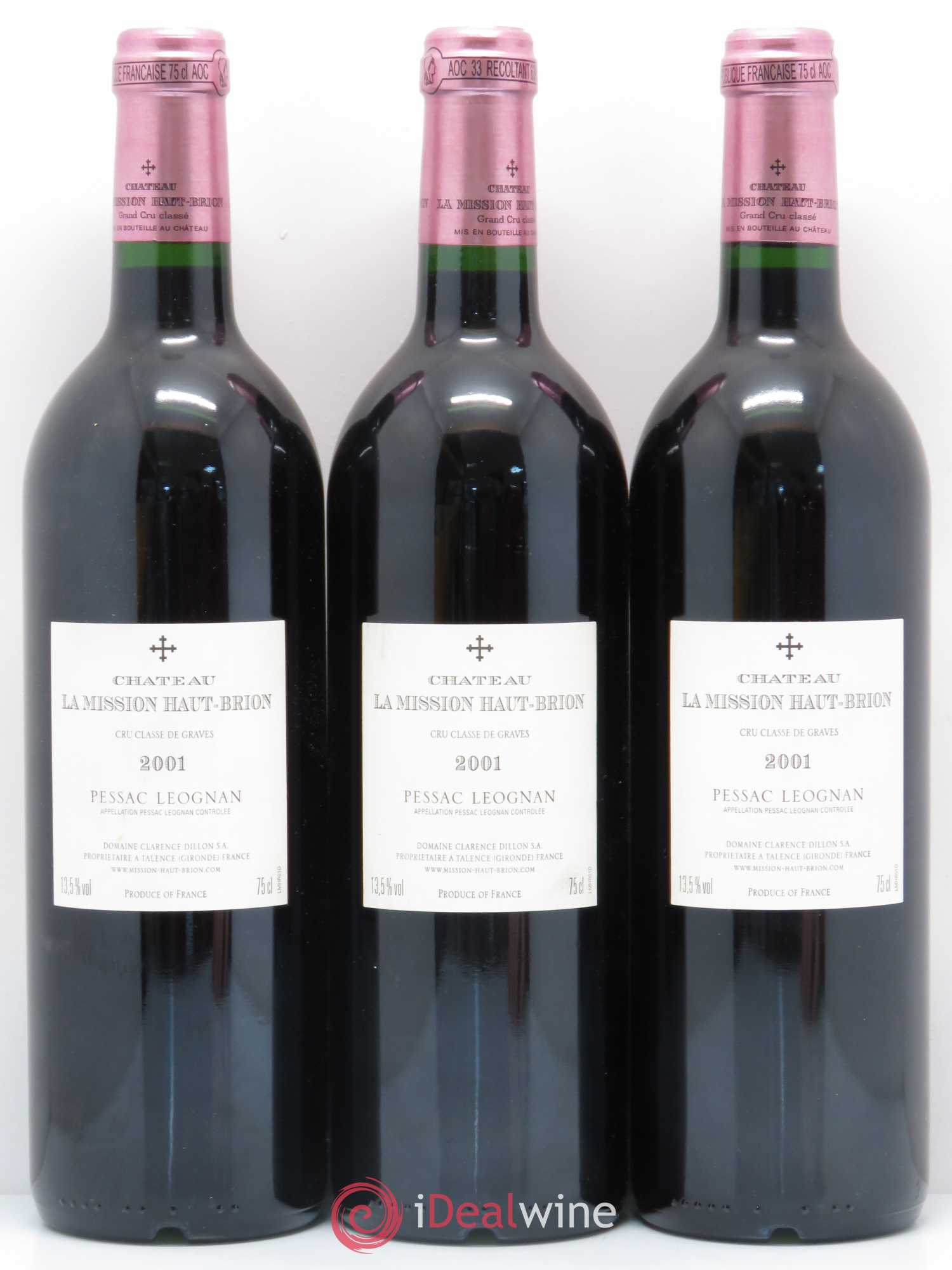 Château la Mission Haut-Brion Cru Classé de Graves 2001 - Lot de 3 bouteilles - 1