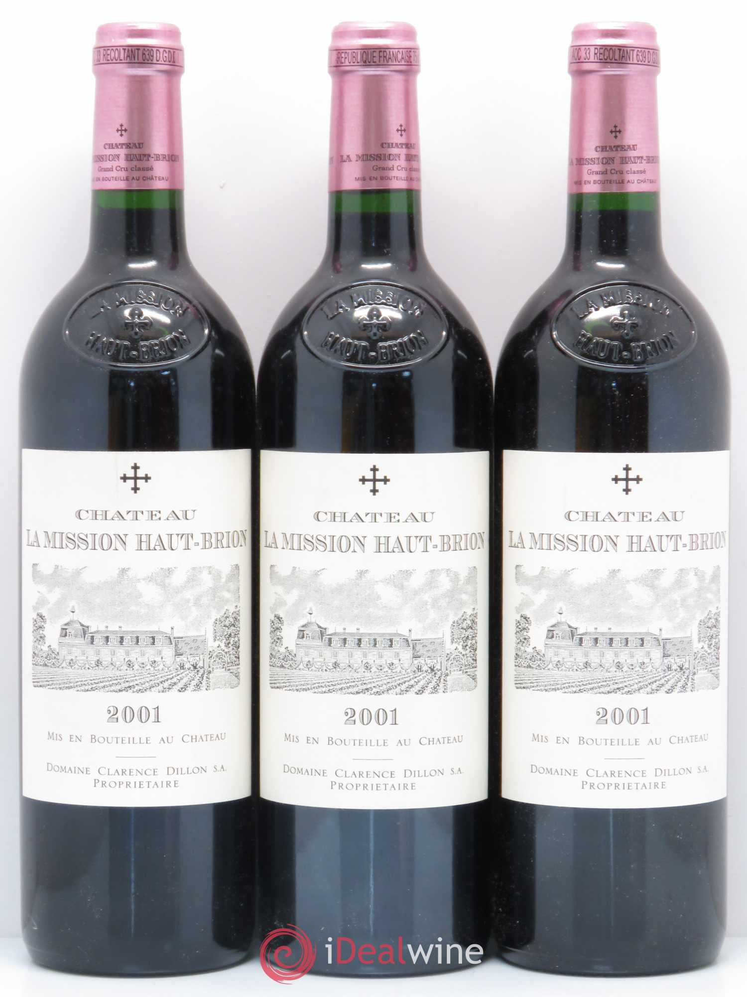 Château la Mission Haut-Brion Cru Classé de Graves 2001 - Lot de 3 bouteilles - 0