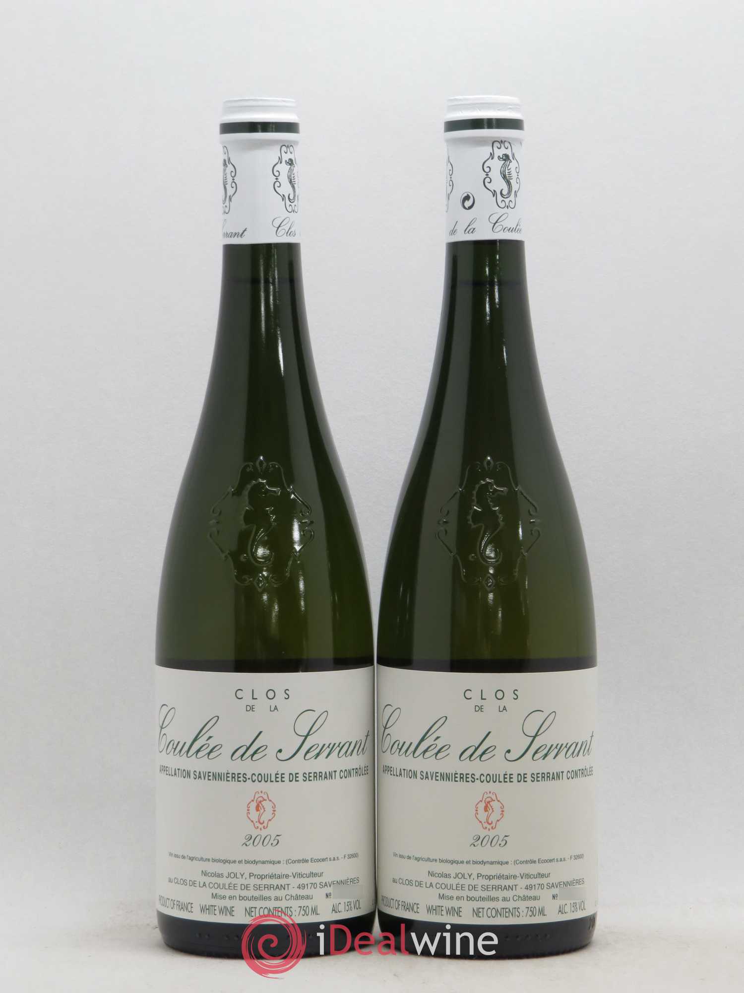 Savennières Clos de la Coulée de Serrant Vignobles de la Coulée de Serrant - Nicolas Joly 2005 - Lot de 2 bouteilles - 0