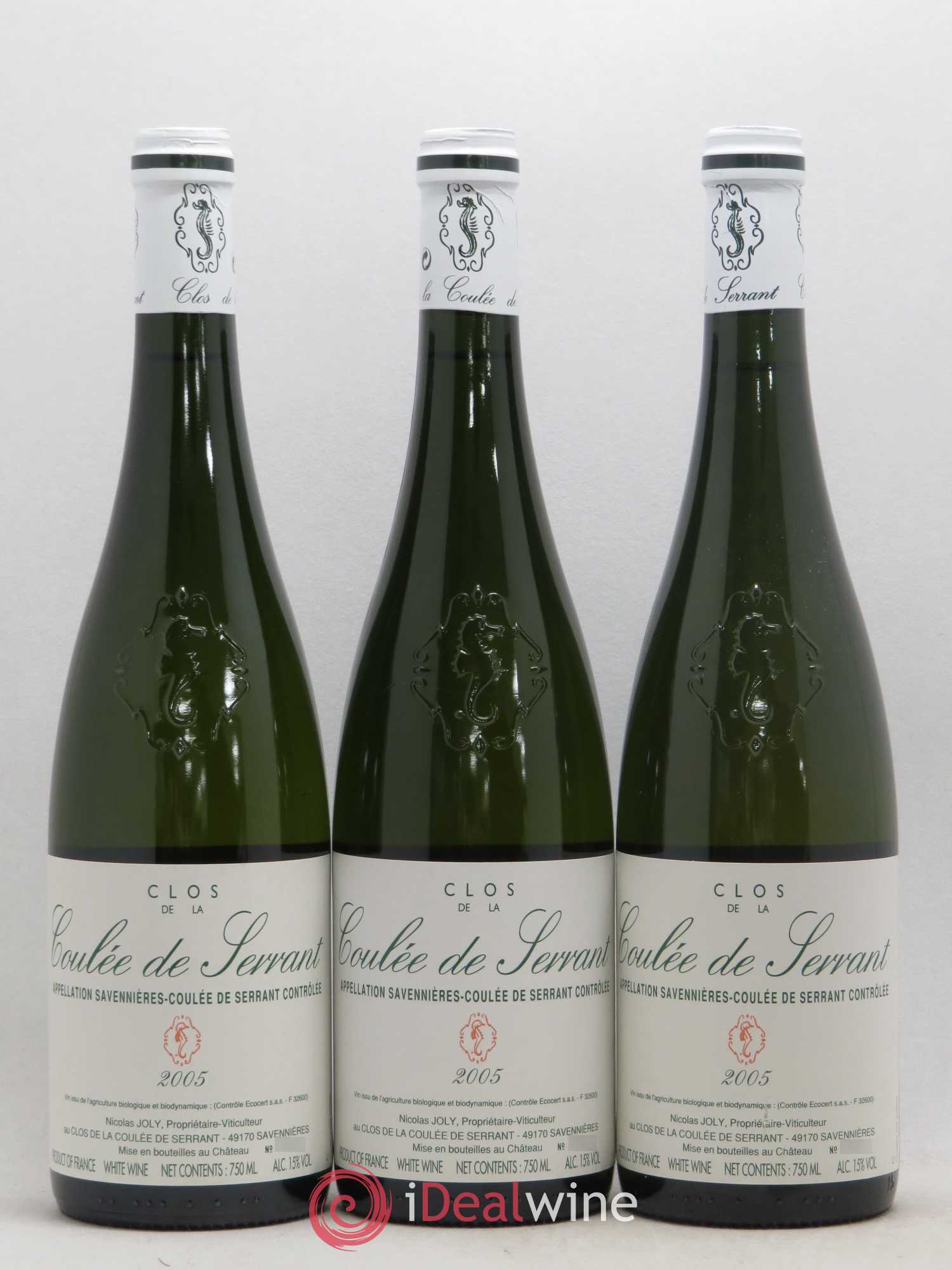 Savennières Clos de la Coulée de Serrant Vignobles de la Coulée de Serrant - Nicolas Joly 2005 - Lot de 3 bouteilles - 0